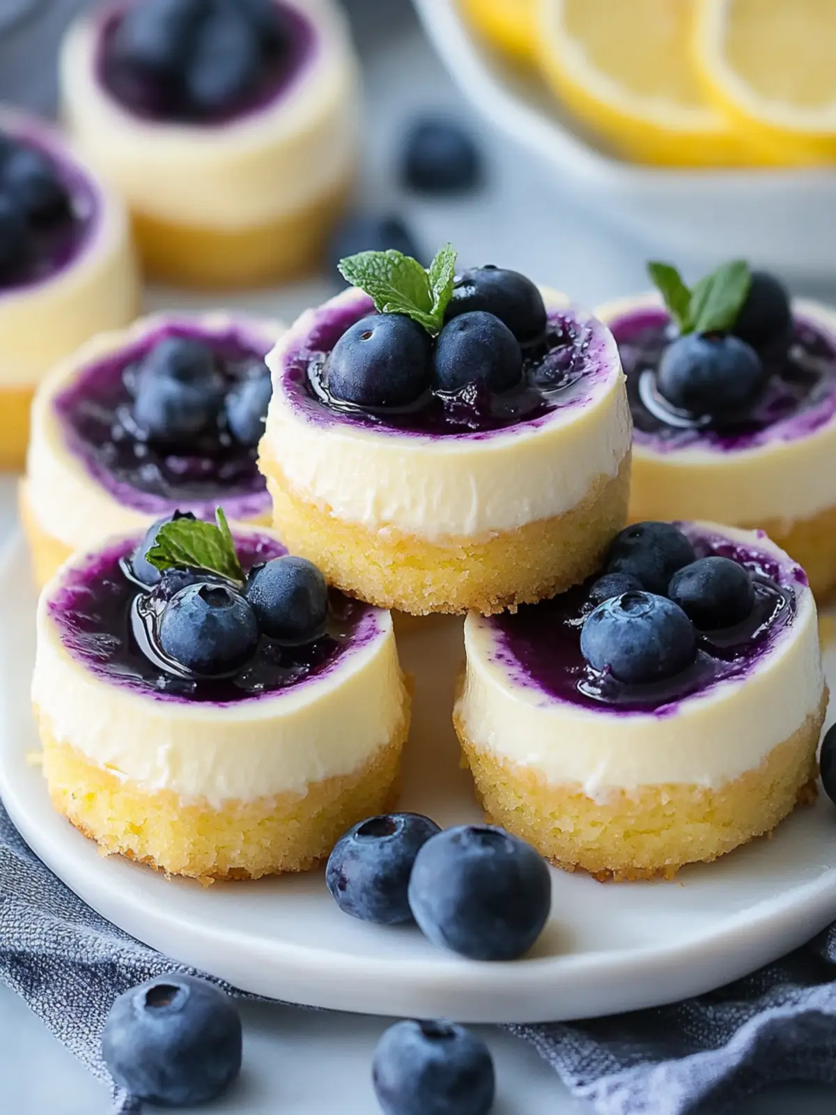 Delicious Juicy Mini Lemon Blueberry Cheesecakes for Summer Fun 4 Juicy Mini Lemon Blueberry Cheesecakes