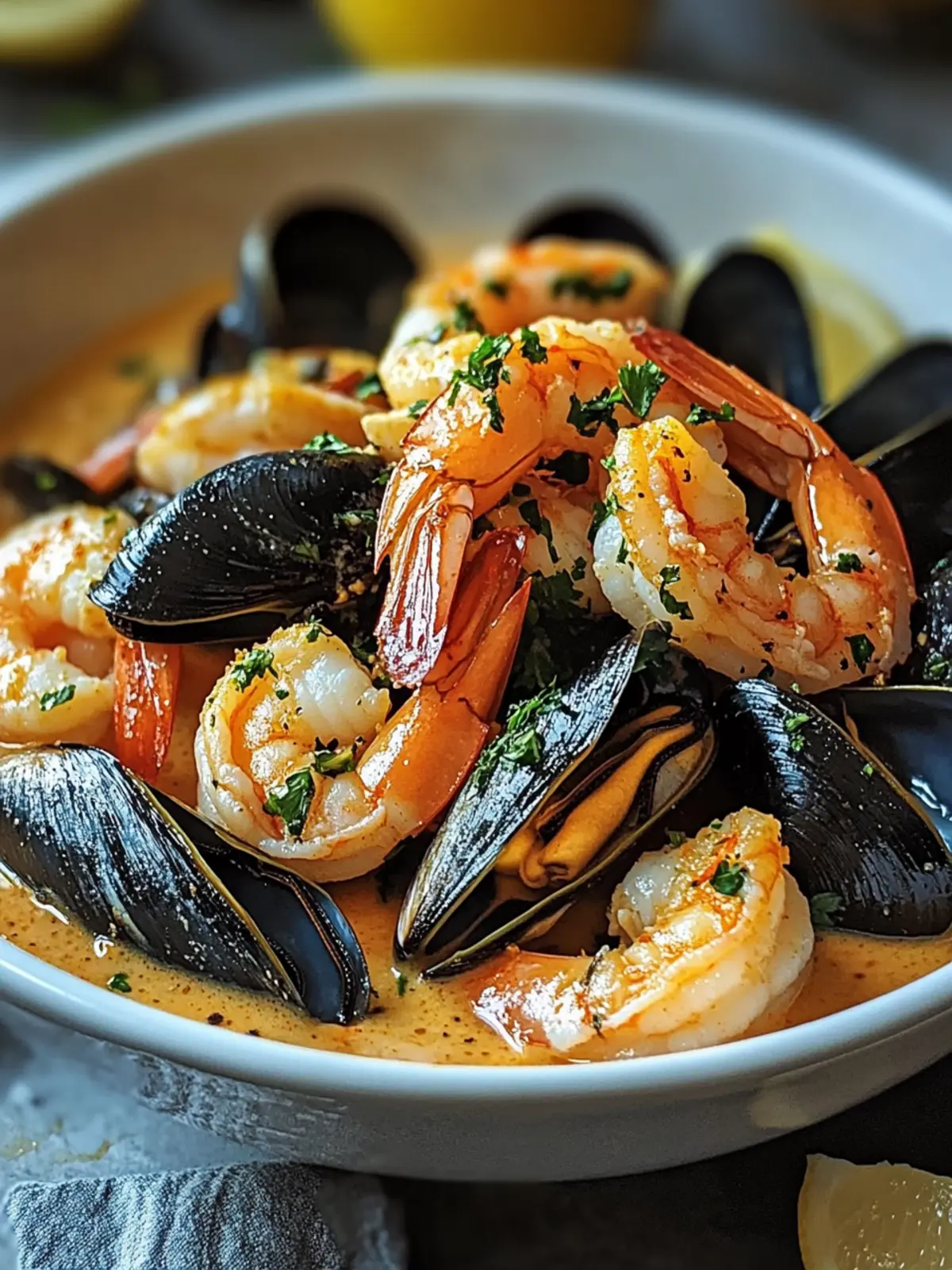 Savory Shrimp and Mussels in Creamy Garlic Bliss 4 Shrimp and Mussels