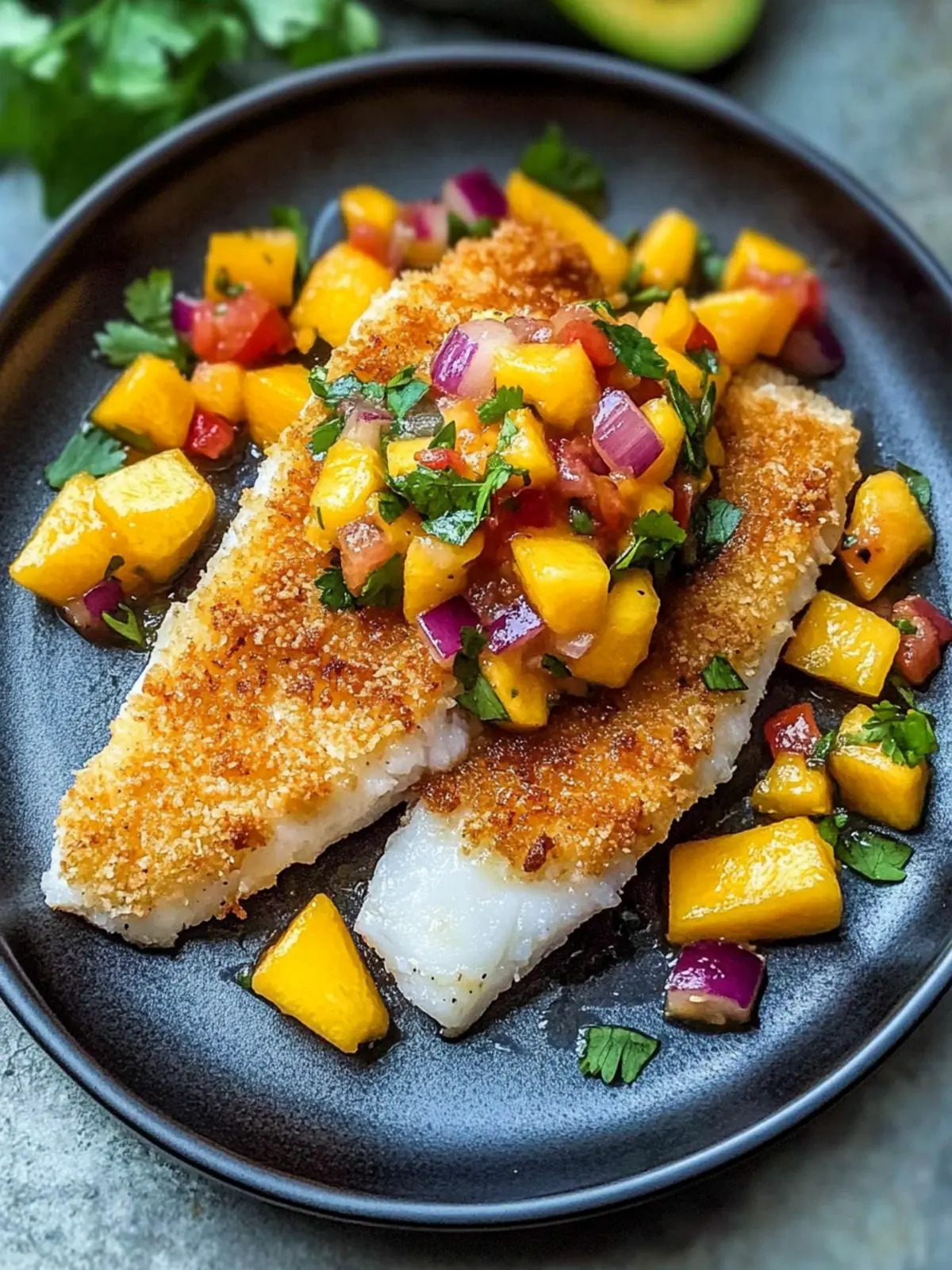 Coconut Crusted Fish with Mango Salsa: Taste the Tropics at Home 2 Coconut Crusted Fish with Mango Salsa
