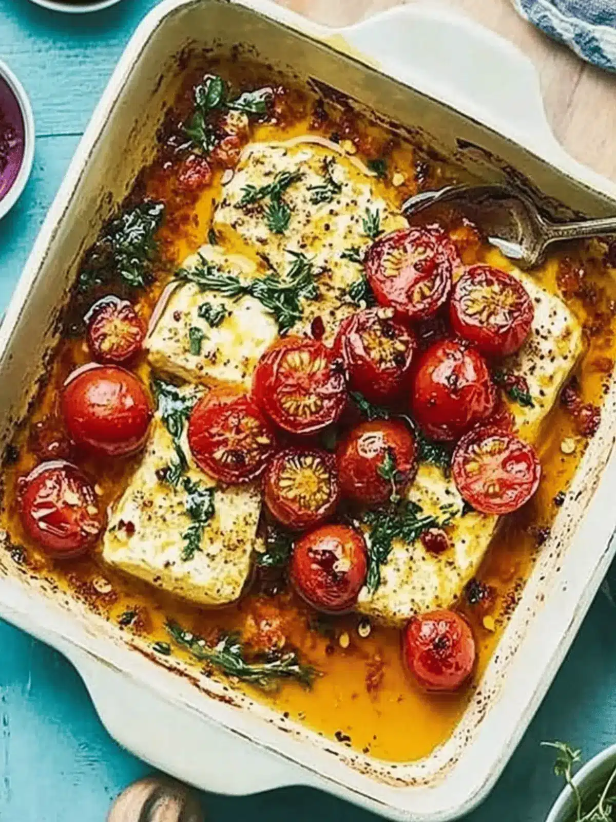 Baked Feta with Burst Tomatoes & Chilli Honey Bliss 4 Baked feta with burst tomatoes & chilli honey