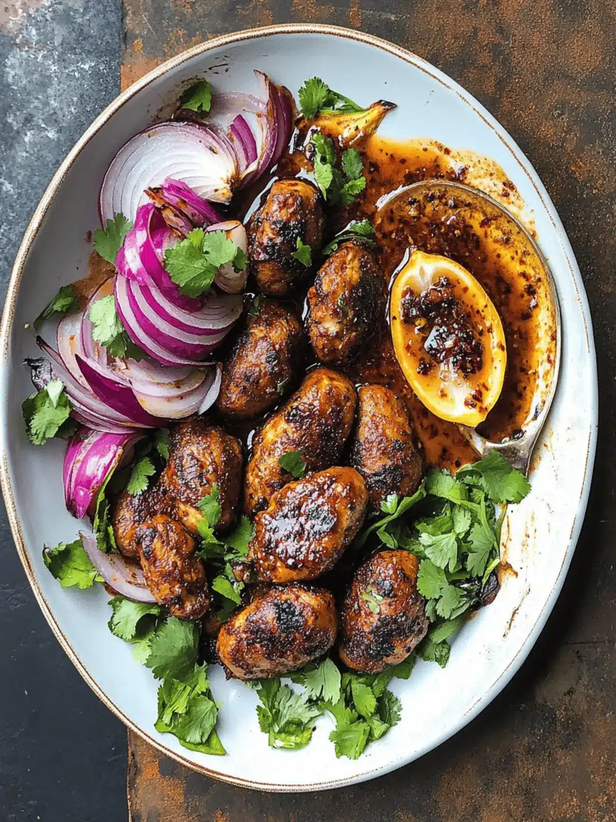Coffee and Chilli Chicken Koftas with Onions That Wow 2 Coffee and chilli chicken koftas with onions