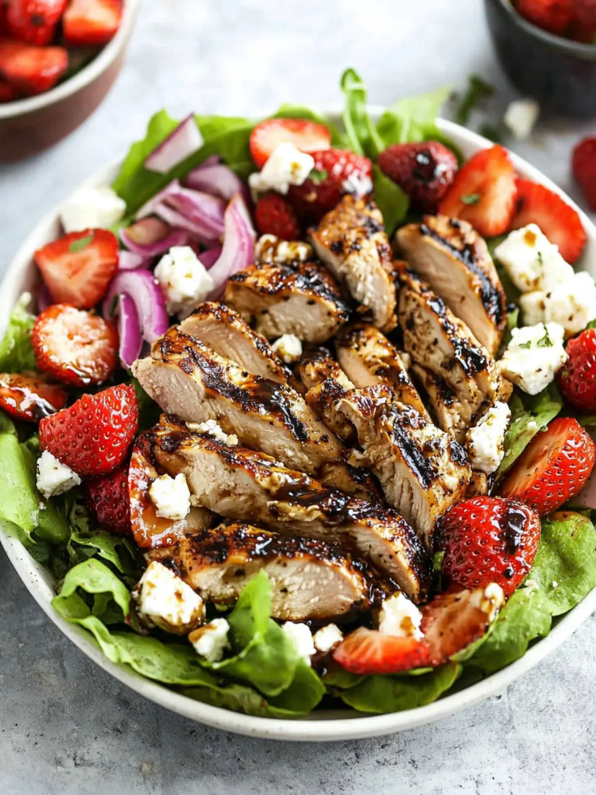 Balsamic Grilled Chicken Salad with Strawberries & Goat Cheese Bliss 4 Balsamic Grilled Chicken Salad with Strawberries and Goat Cheese