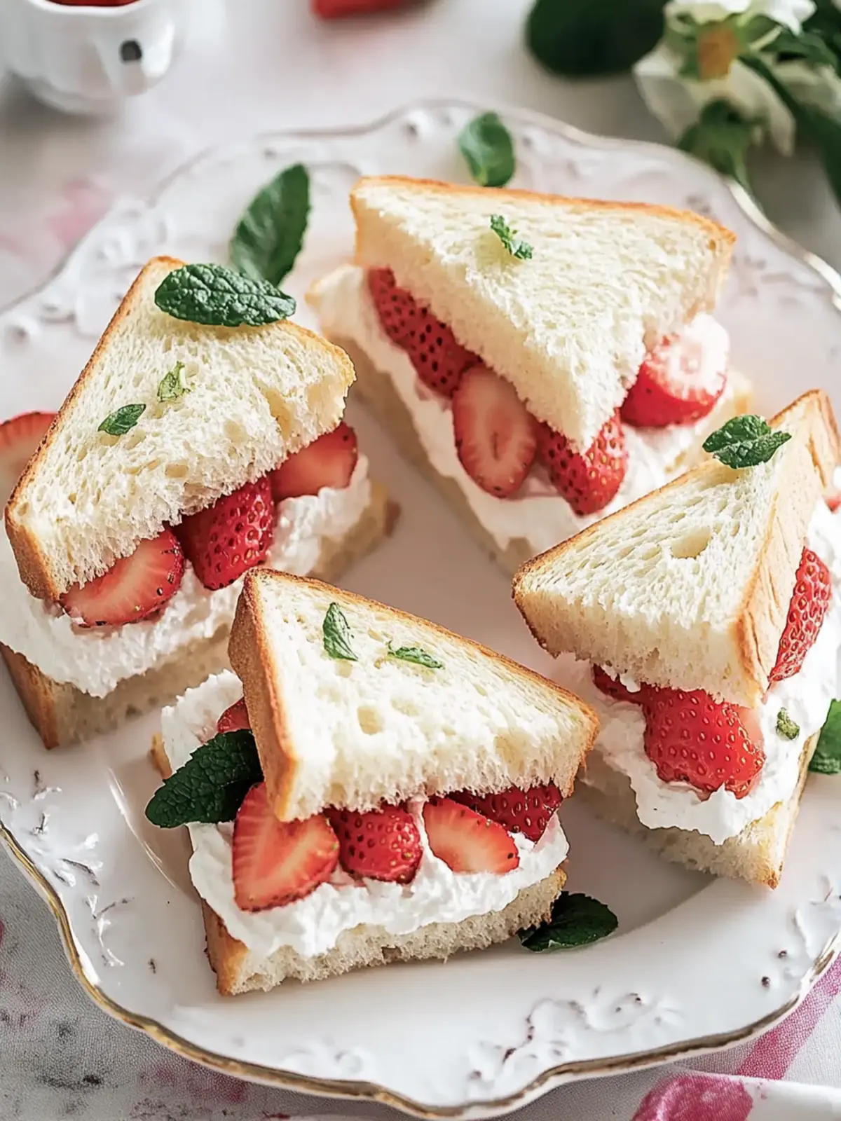 Guilt-Free Strawberry Tea Sandwiches for Your Perfect Gathering 2 Strawberry Tea Sandwiches