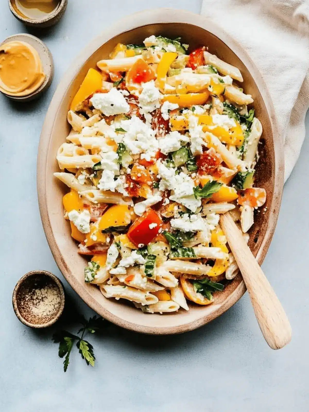 Delicious Healthy Greek Pasta Salad with Creamy Feta Dressing 4 Healthy Greek Pasta Salad with Creamy Feta Dressing