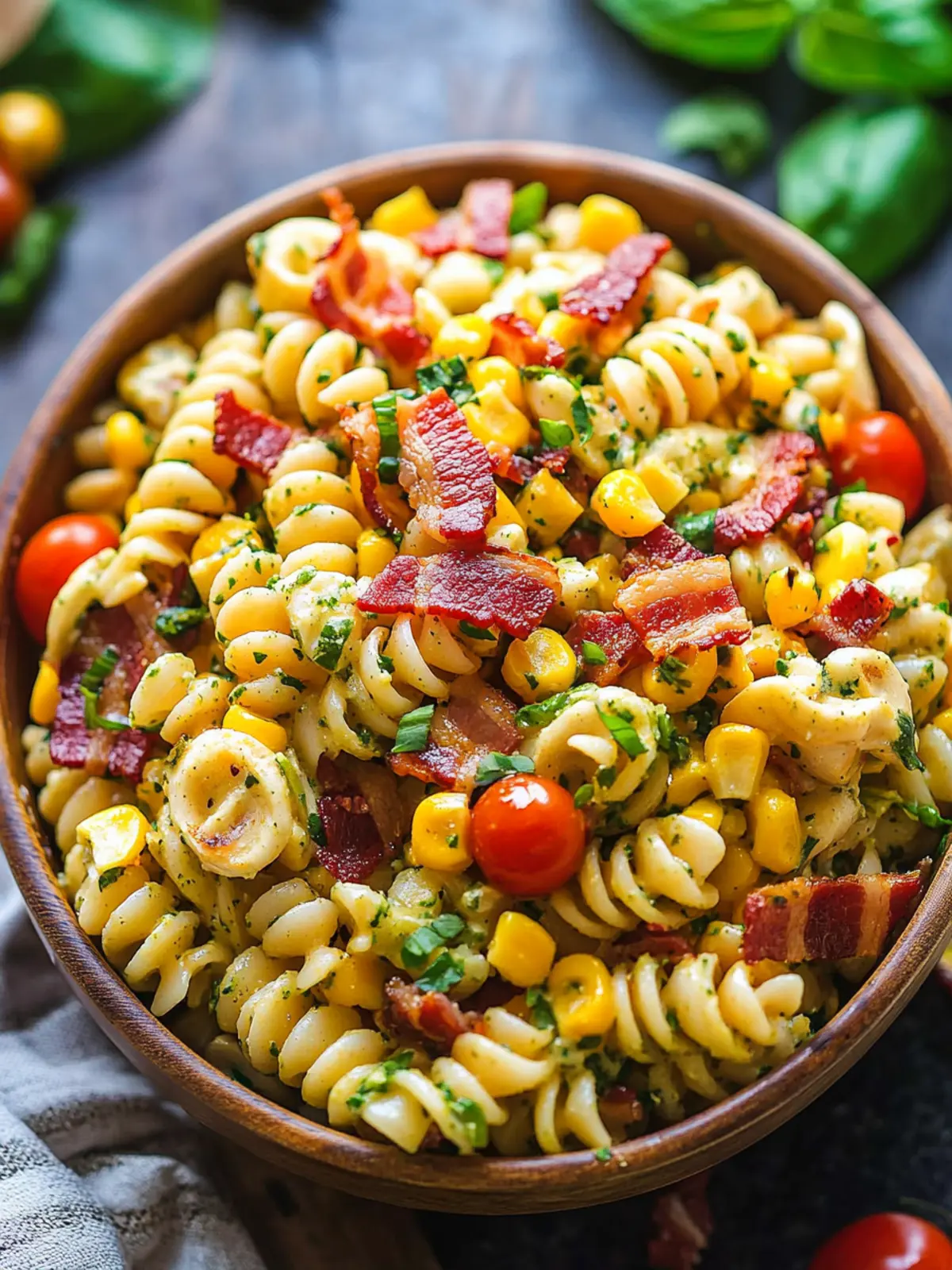 Corn Pasta Salad with Bacon - A Fresh, Creamy Summer Delight 2 Corn Pasta Salad with Bacon