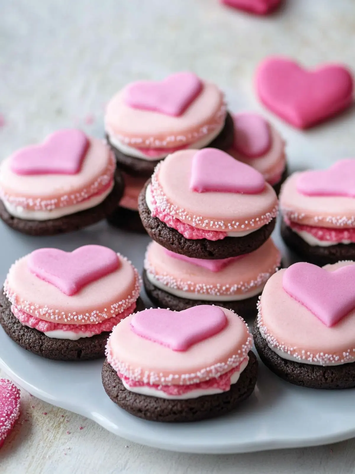 Irresistible Valentine Sandwich Cookies with Pink Buttercream 4 Valentine Sandwich Cookies