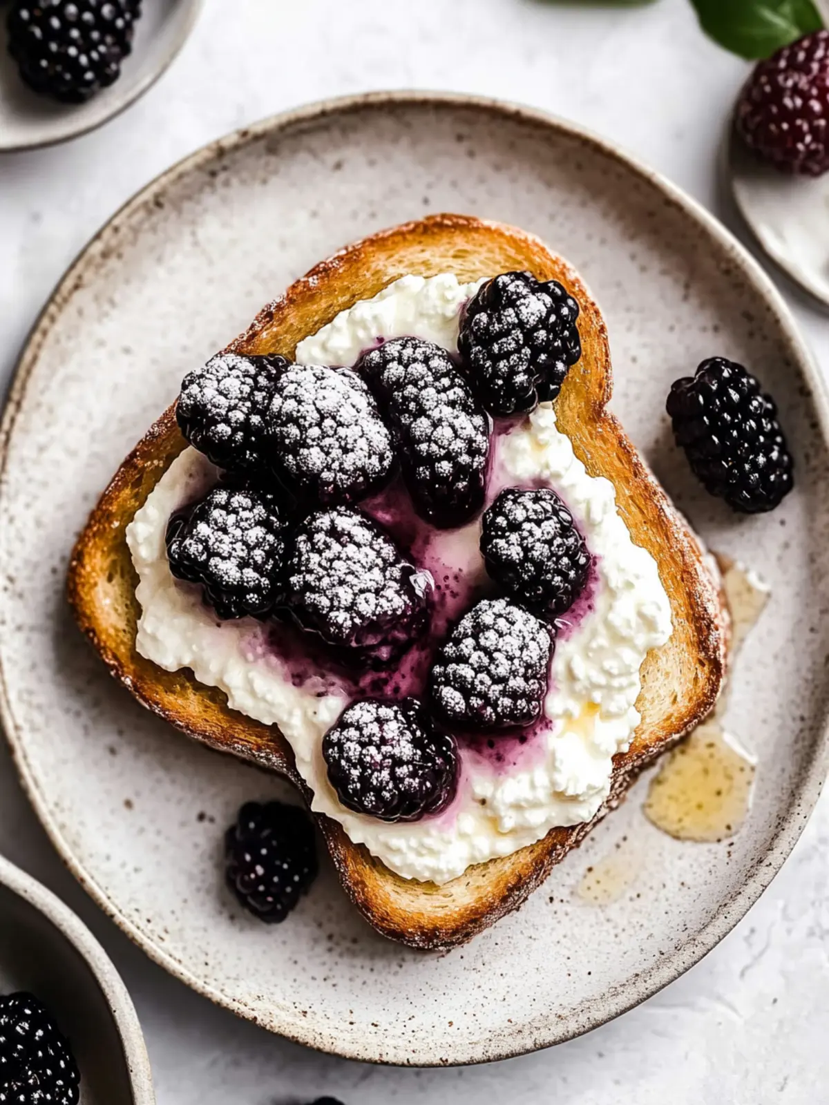 Delicious Ricotta Toast with Blackberries & Honey Magic 4 Ricotta Toast with Blackberries & Honey