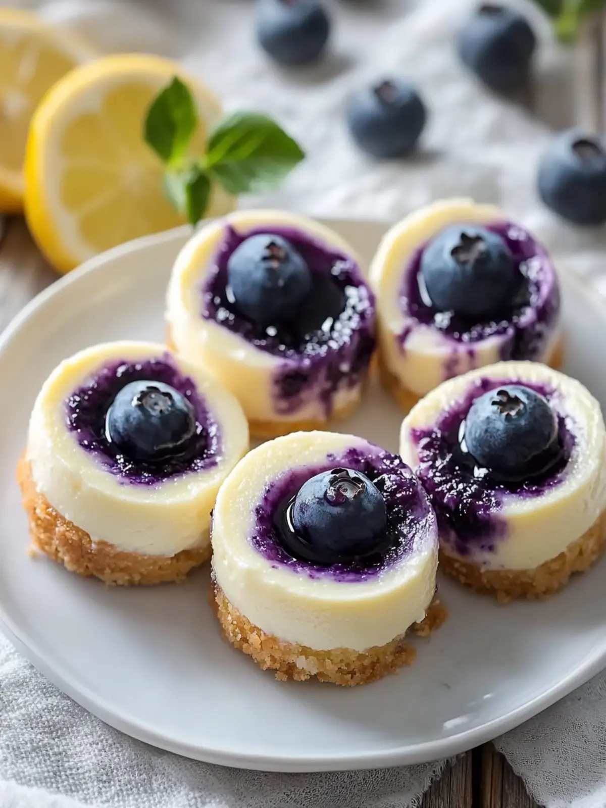 Delicious Juicy Mini Lemon Blueberry Cheesecakes for Summer Fun 2 Juicy Mini Lemon Blueberry Cheesecakes