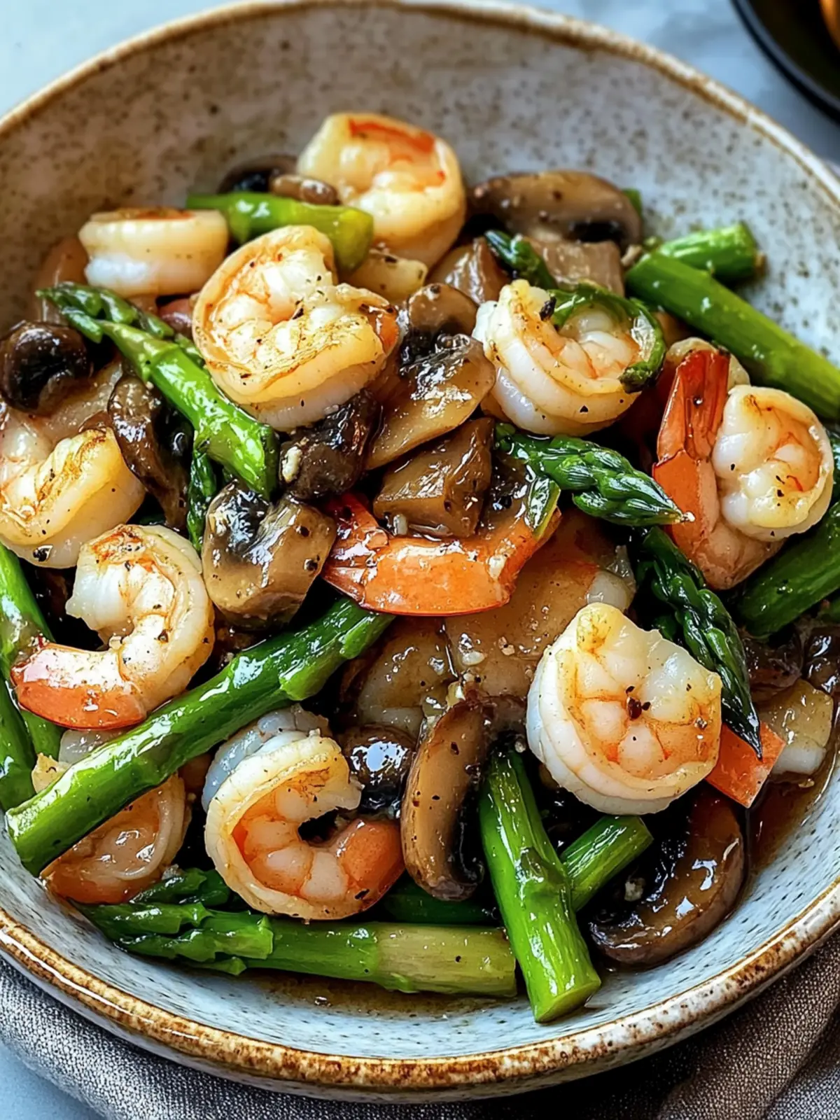 Savory Shrimp and Asparagus Stir-Fry with Mushrooms in 20 Min 4 Shrimp and Asparagus Stir-Fry with Mushrooms
