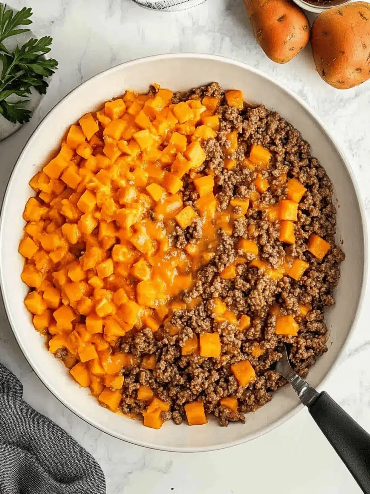 Ground Beef and Sweet Potatoes: Cozy One-Pan Delight 2 Ground Beef and Sweet Potatoes