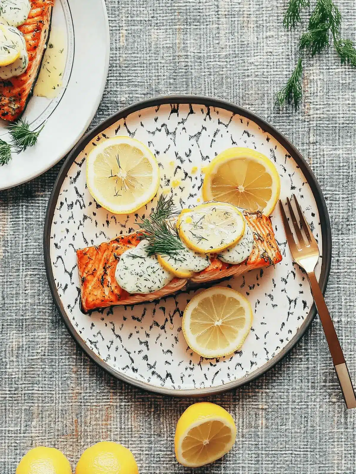 Lemon Baked Salmon with Garlic Dill Sauce in 20 Minutes 2 Lemon Baked Salmon With Garlic Dill Sauce