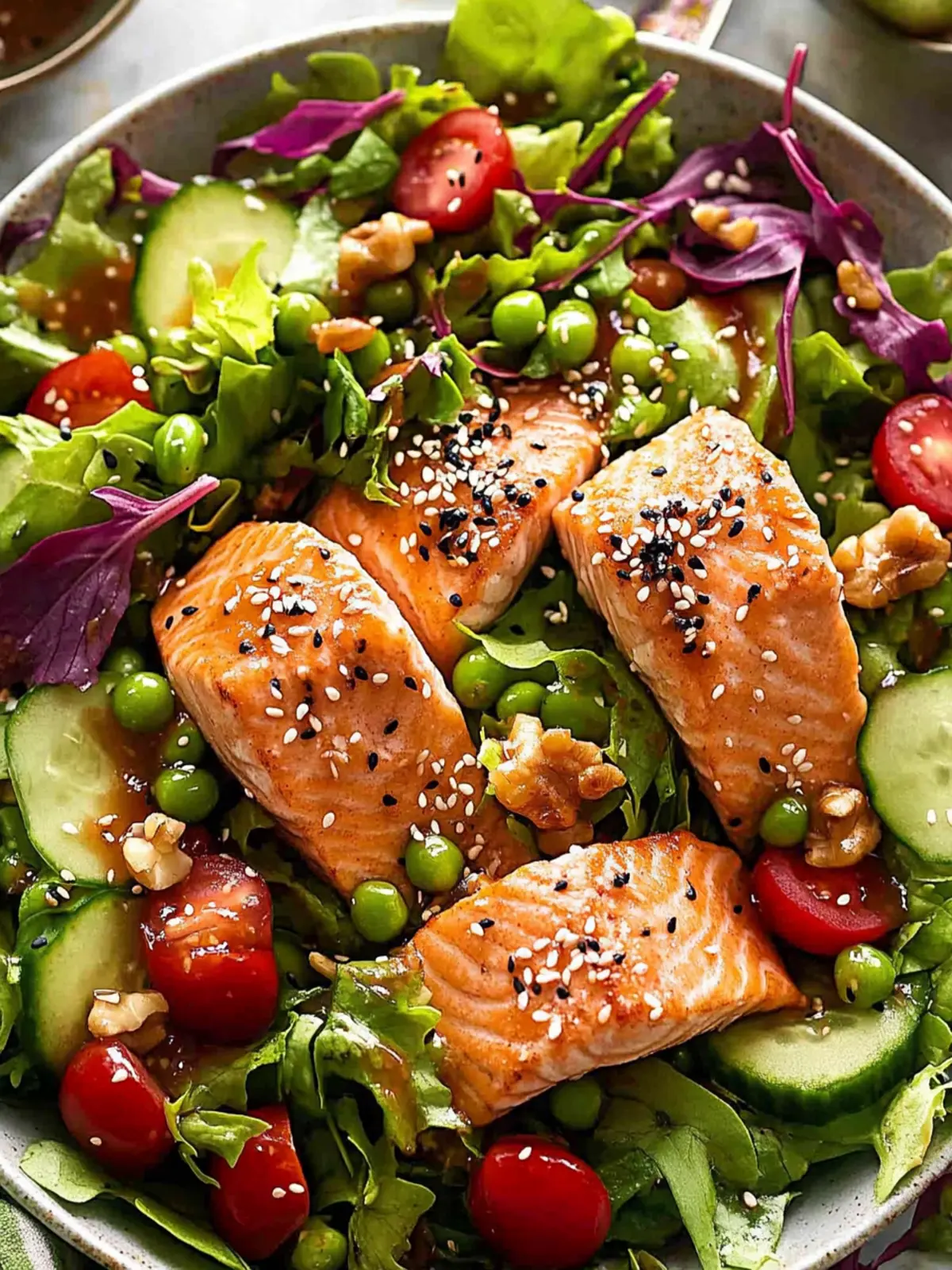 Fresh Salmon Salad with Asian Ginger Sesame Dressing Delight 3 Salmon Salad with Asian Ginger Sesame Dressing