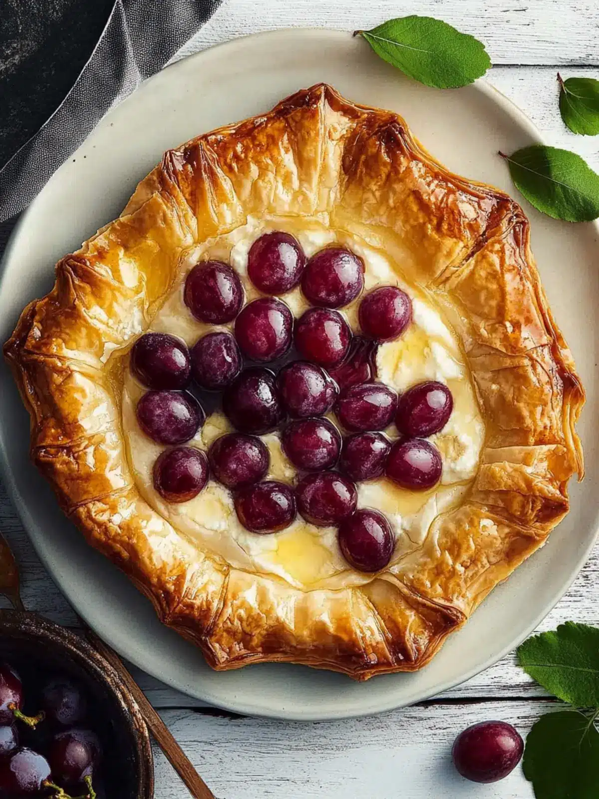 Irresistible Roasted Grape and Sweet Cheese Phyllo Galette Recipe 4 Roasted Grape and Sweet Cheese Phyllo Galette
