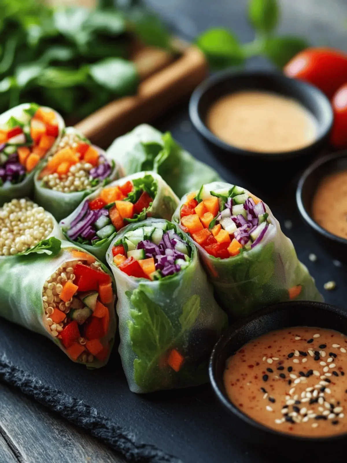 Quinoa Spring Rolls with Cashew Dipping Sauce for Fresh Flavor 3 Quinoa Spring Rolls with Cashew Dipping Sauce