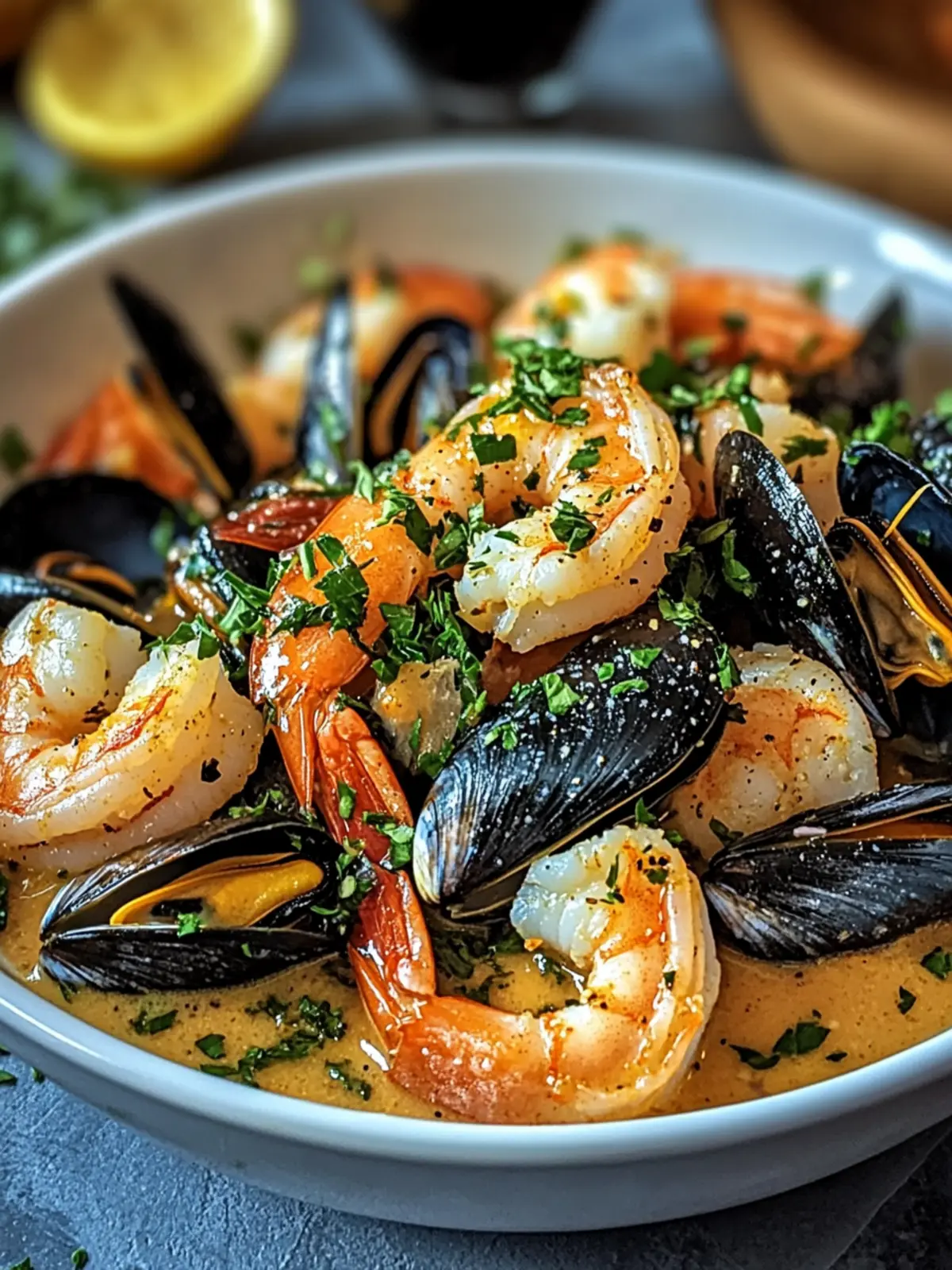 Savory Shrimp and Mussels in Creamy Garlic Bliss 3 Shrimp and Mussels