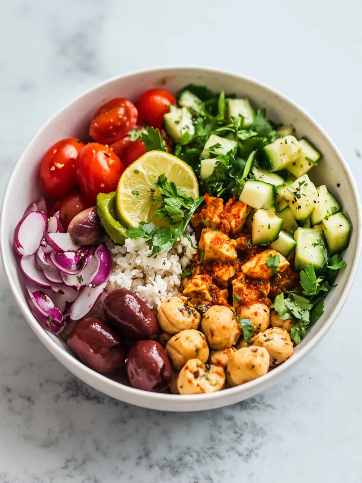 Spicy Mediterranean Lunch Bowl: Quick, Vegan Delight 3 Spicy Mediterranean Lunch Bowl