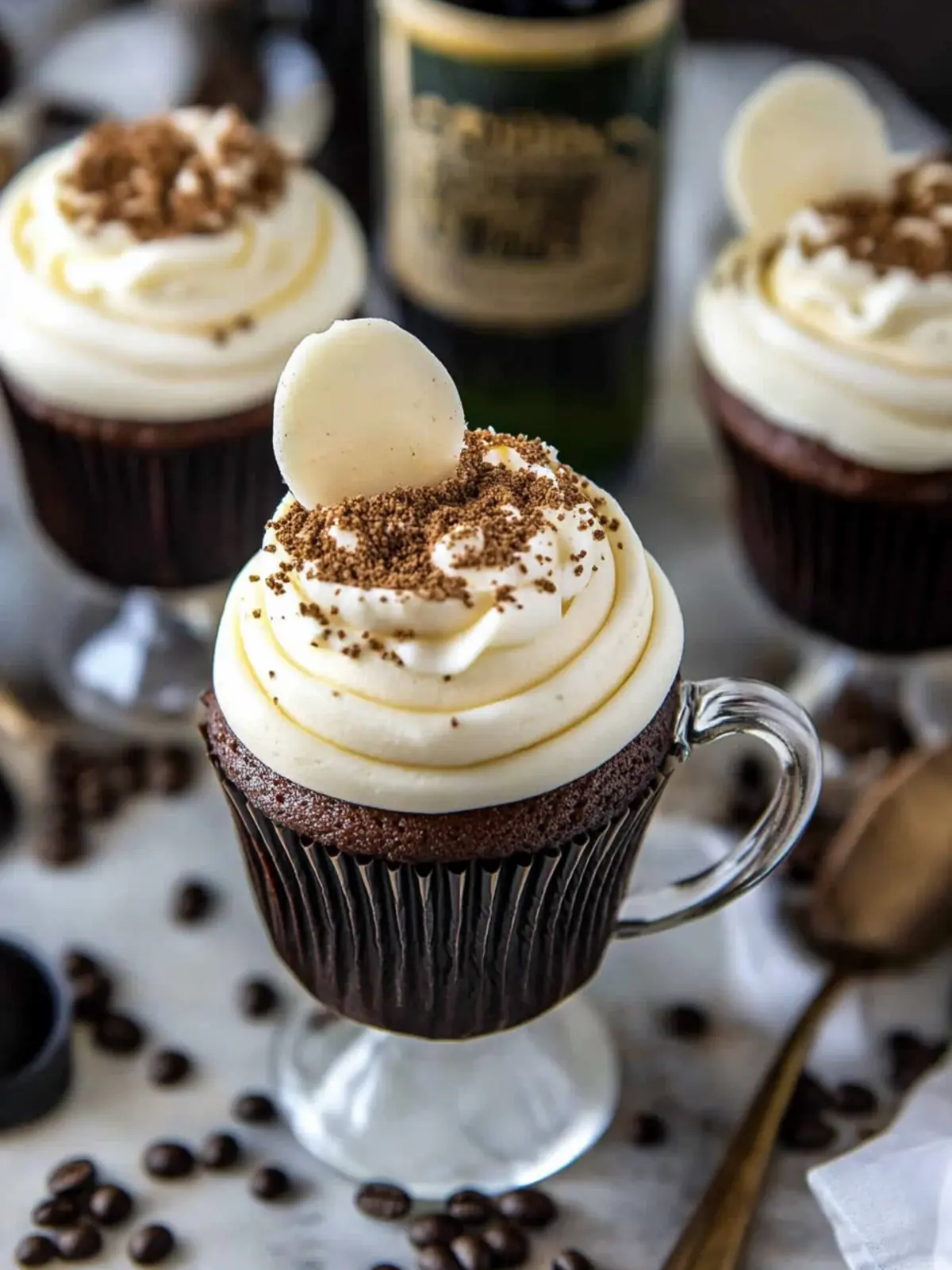 Delicious Irish Coffee Cupcakes with Bailey's Whipped Cream 3 Irish Coffee Cupcakes