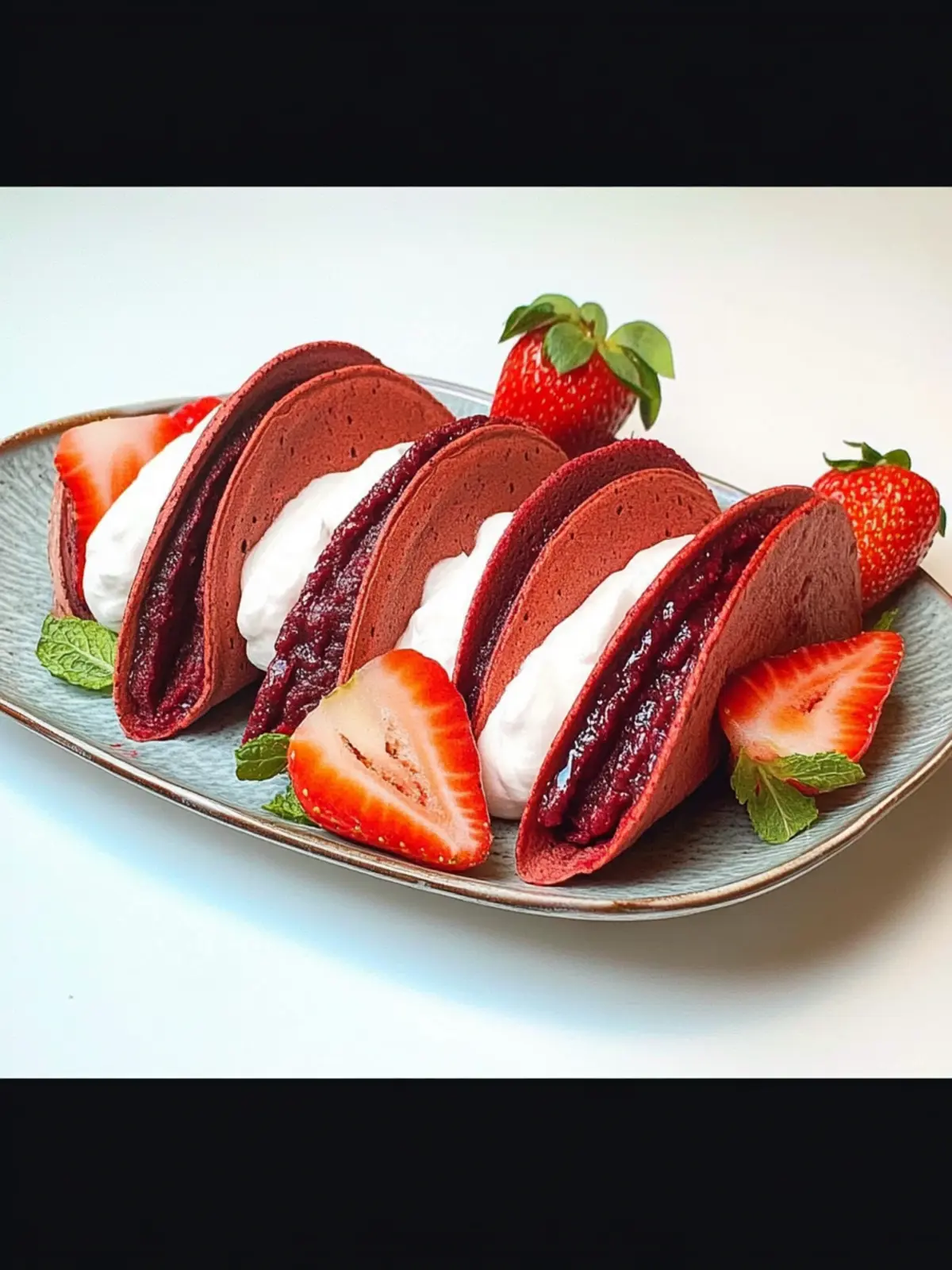 Red Velvet Pancake Tacos With Strawberries for a Sweet Surprise 4 Red Velvet Pancake Tacos With Strawberries