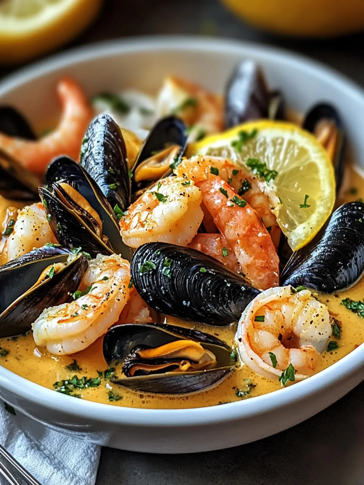 Savory Shrimp and Mussels in Creamy Garlic Bliss 2 Shrimp and Mussels