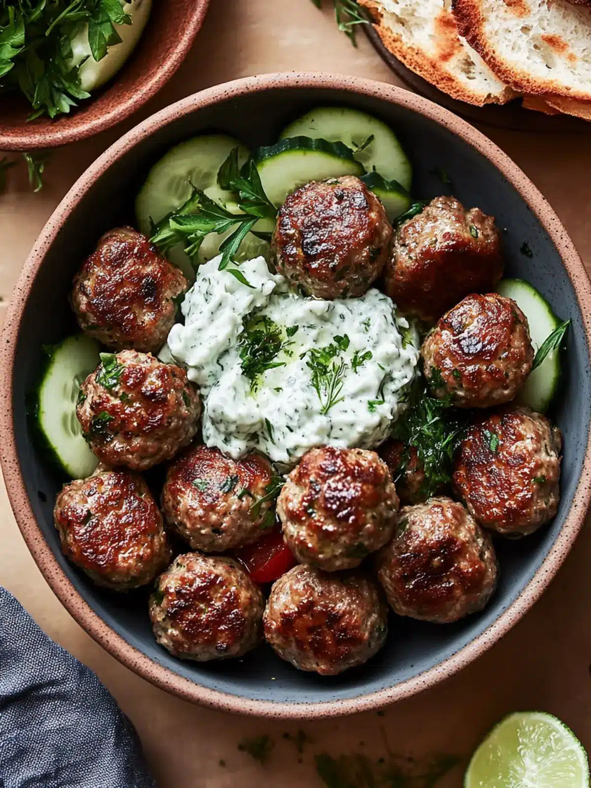 Mediterranean Meatballs with Tzatziki Easy Family Delight 4 Mediterranean Meatballs with Tzatziki