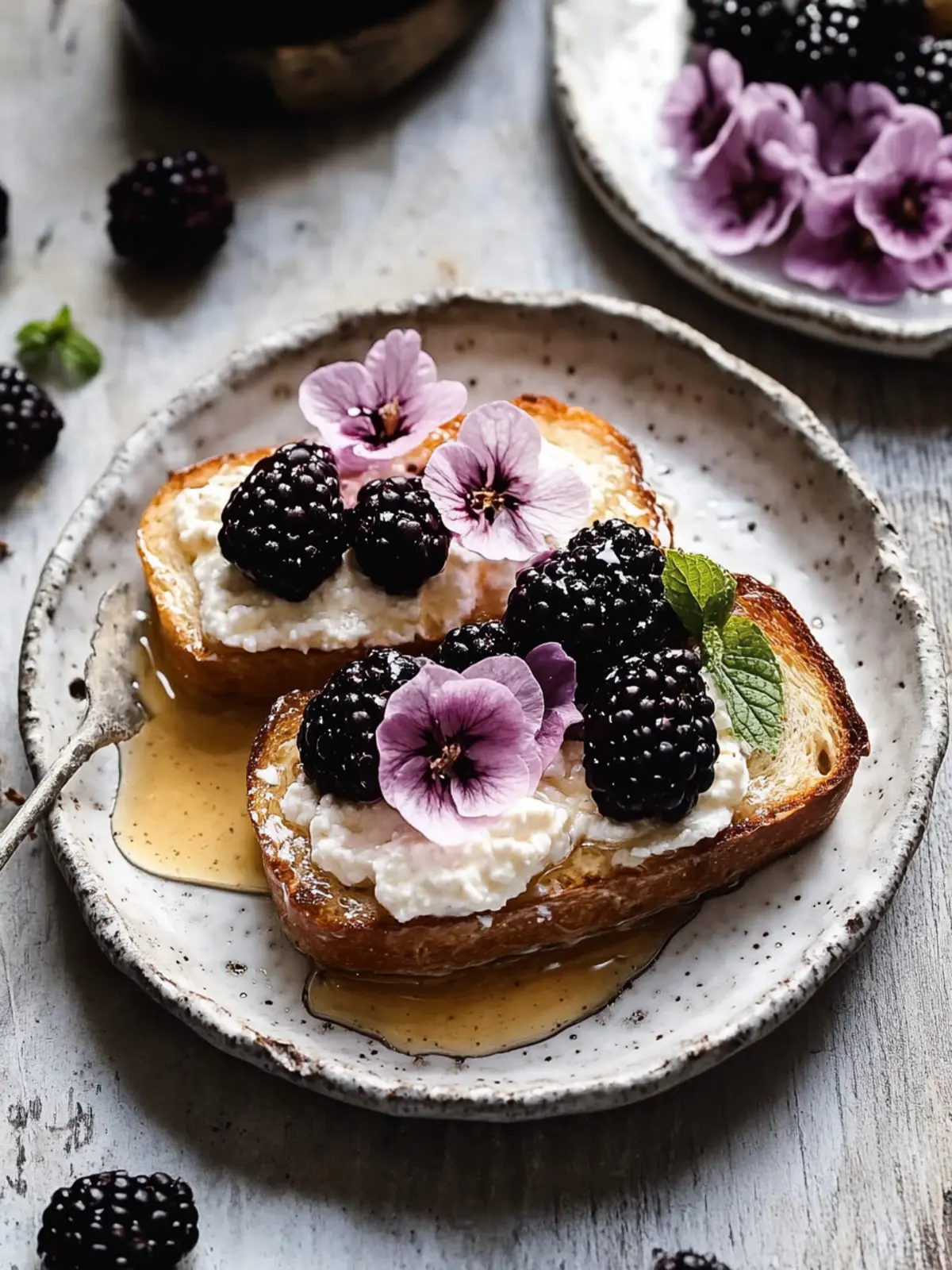 Delicious Ricotta Toast with Blackberries & Honey Magic 2 Ricotta Toast with Blackberries & Honey