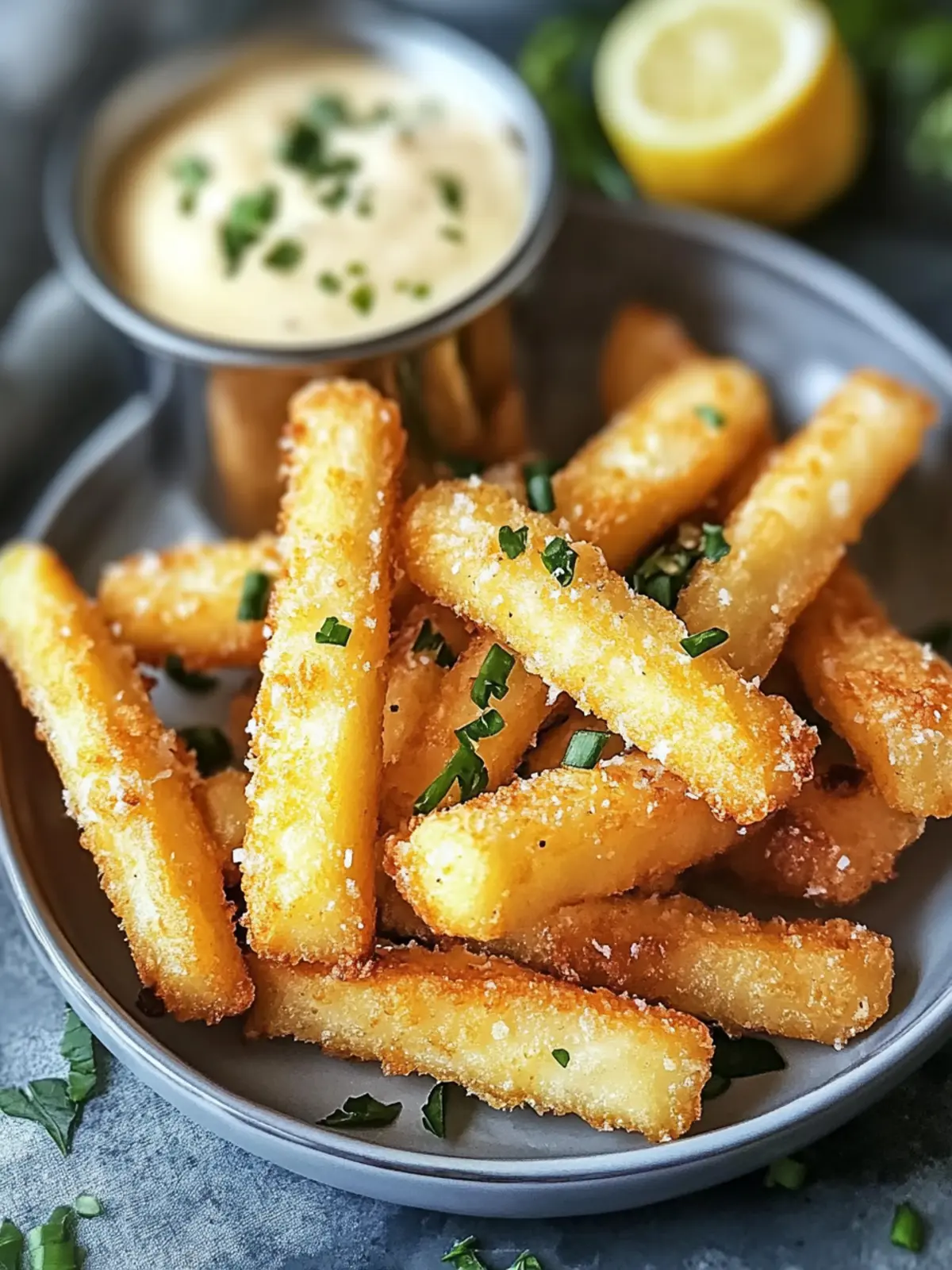 Crispy Haloumi Fries With Tangy Lemon Cream for Ultimate Snack Bliss 2 Haloumi Fries With Tangy Lemon Cream
