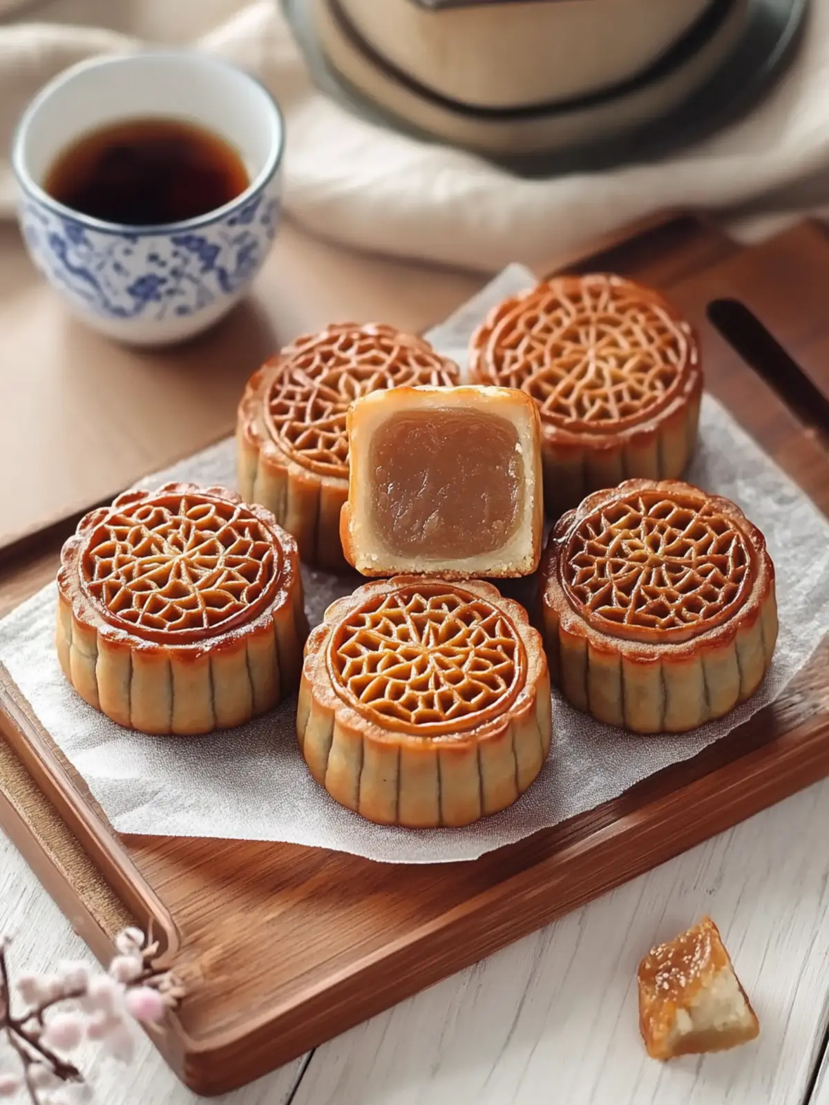 Homemade Traditional Mooncakes: Sweet Custom Fillings Await 4 Traditional Mooncakes