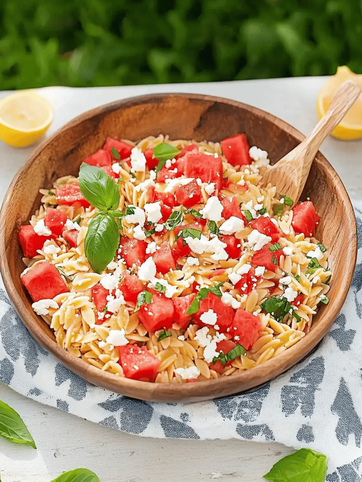 Zesty Watermelon Feta Orzo Salad with Lemon and Basil Bliss 2 Watermelon Feta Orzo Salad with Lemon and Basil