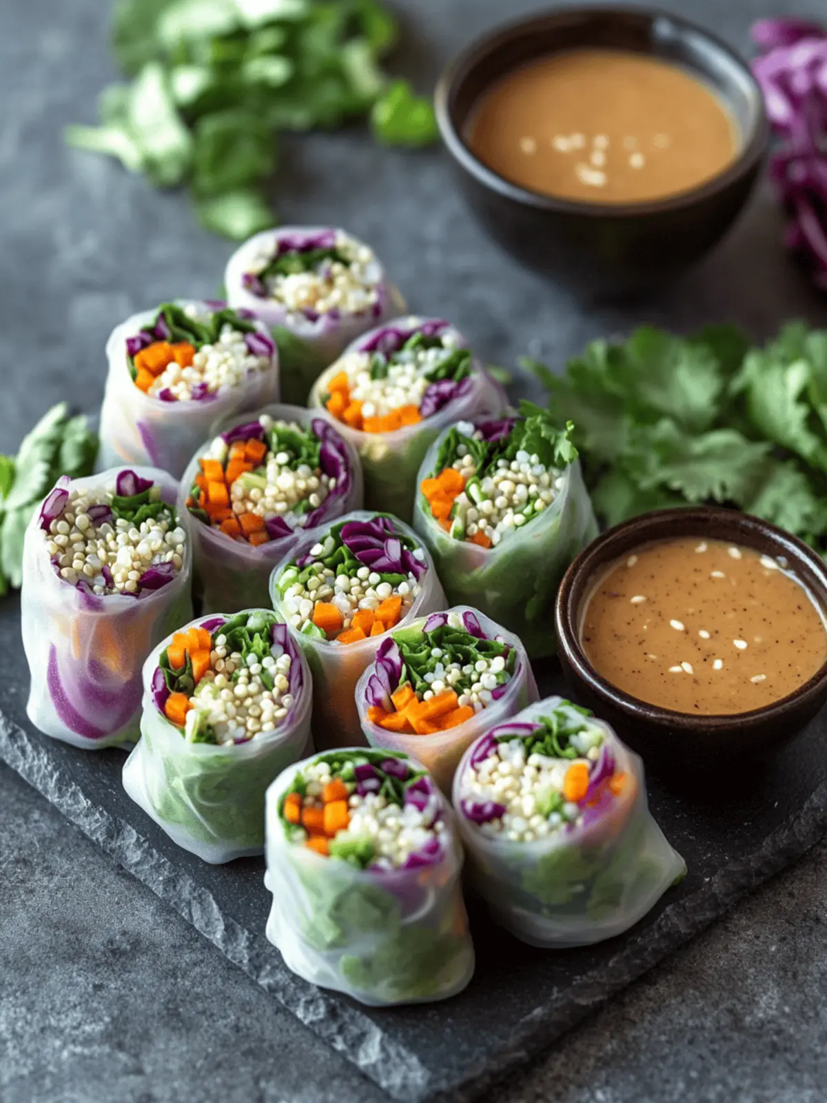 Quinoa Spring Rolls with Cashew Dipping Sauce for Fresh Flavor 4 Quinoa Spring Rolls with Cashew Dipping Sauce