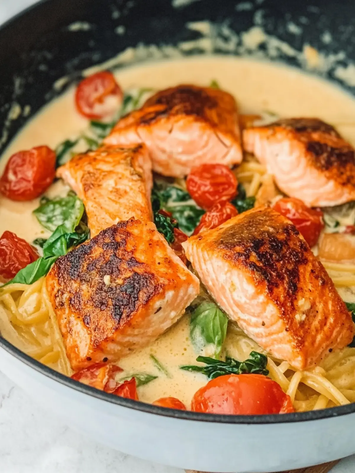 Healthy & Creamy Tuscan Salmon Pasta in Under 30 Minutes 3 Healthy & Creamy Tuscan Salmon Pasta