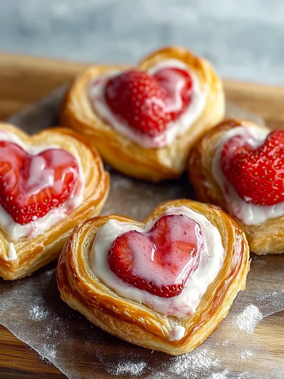 Strawberry Cream Cheese Heart Danishes for Sweet Love Mornings 3 Strawberry Cream Cheese Heart Danishes