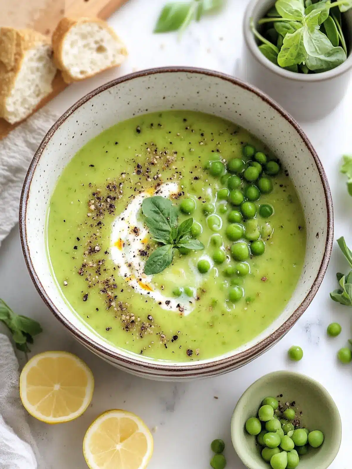 Vibrant Fresh Pea Soup: A Creamy Vegan Delight to Savor 4 Fresh Pea Soup