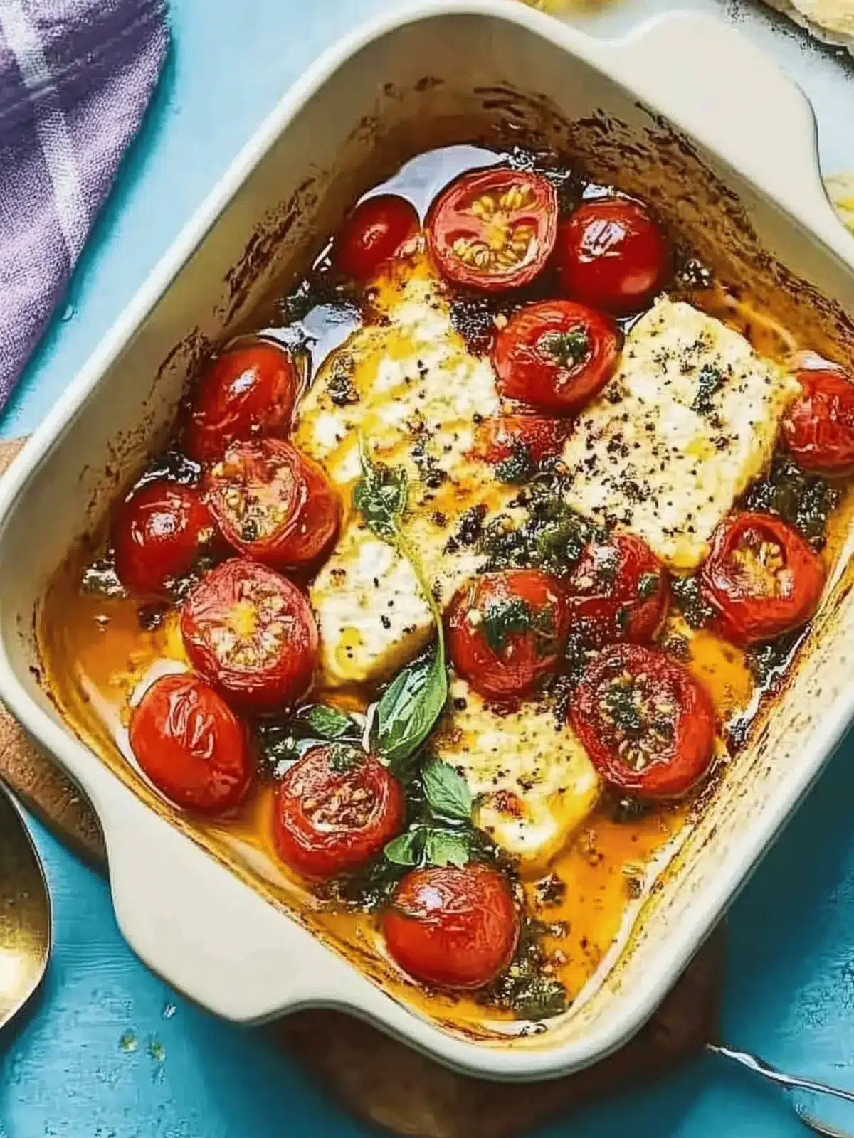Baked Feta with Burst Tomatoes & Chilli Honey Bliss 2 Baked feta with burst tomatoes & chilli honey