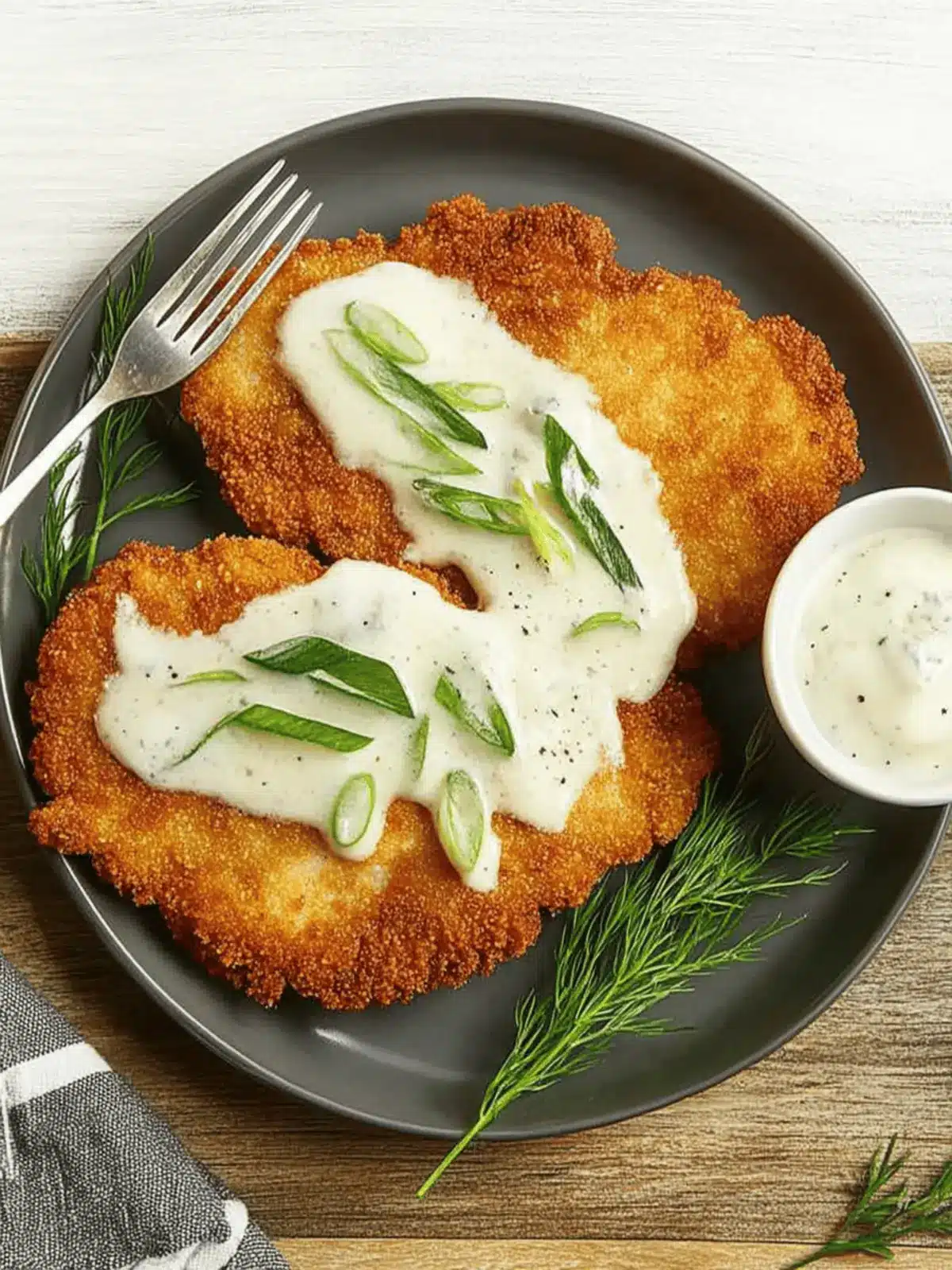 Crispy Pork Schnitzel with Creamy Dill Sauce Awaits You 2 Pork Schnitzel
