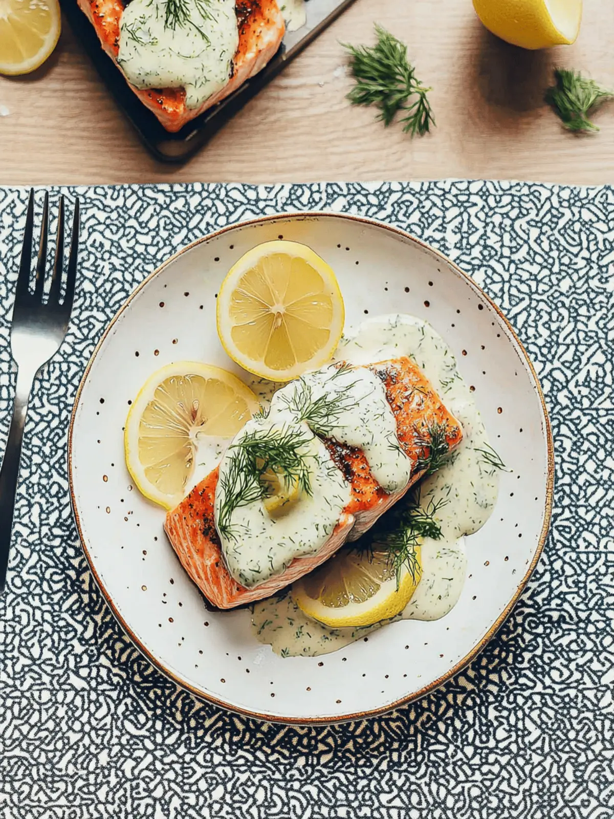 Lemon Baked Salmon with Garlic Dill Sauce in 20 Minutes 4 Lemon Baked Salmon With Garlic Dill Sauce