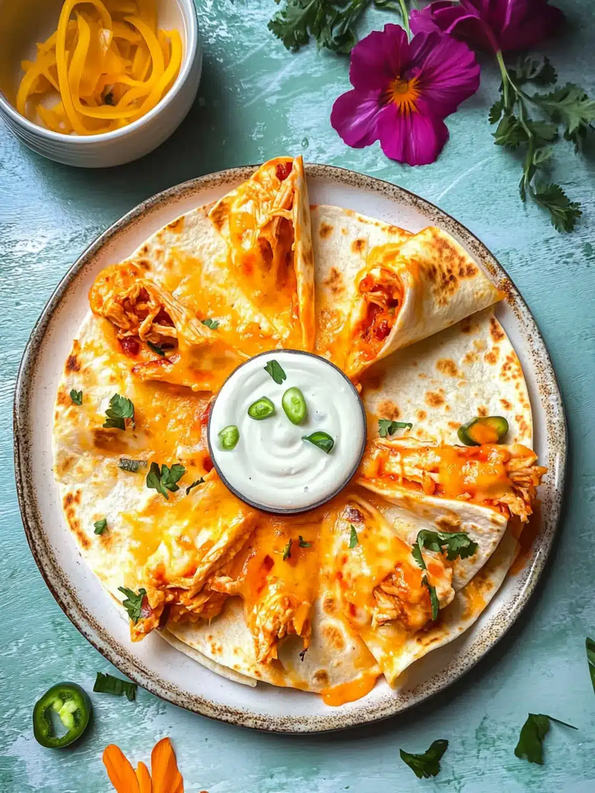 Buffalo Chicken Blooming Quesadilla A Flavorful Showstopper! 2 Buffalo Chicken Blooming Quesadilla