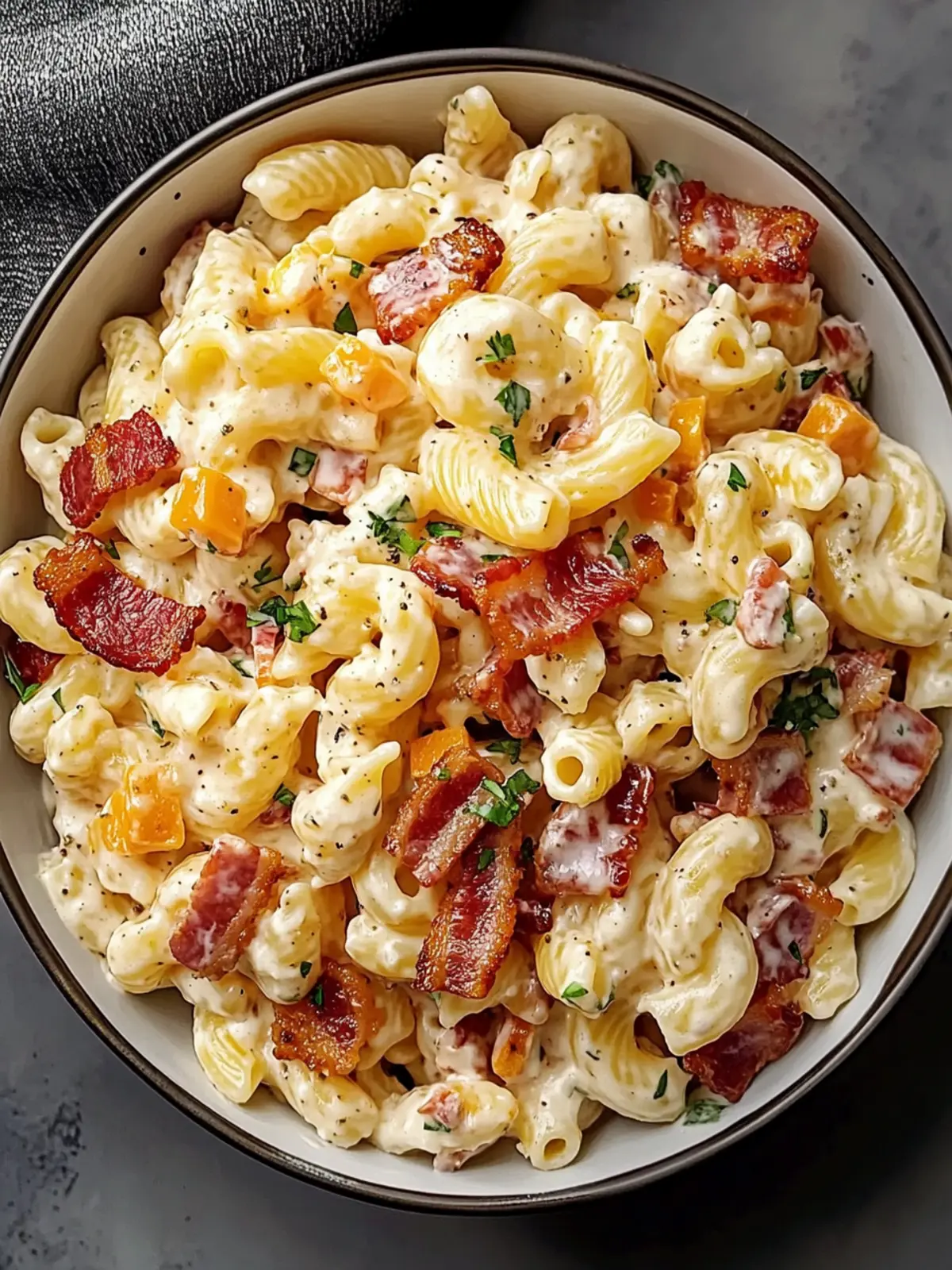 Creamy Bacon Cheddar Ranch Pasta Salad: Perfect for Summer Feasts 2 Creamy Bacon Cheddar Ranch Pasta Salad