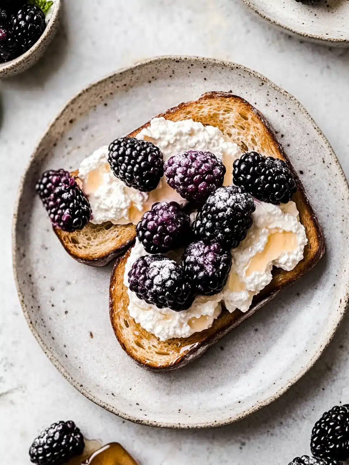 Delicious Ricotta Toast with Blackberries & Honey Magic 3 Ricotta Toast with Blackberries & Honey