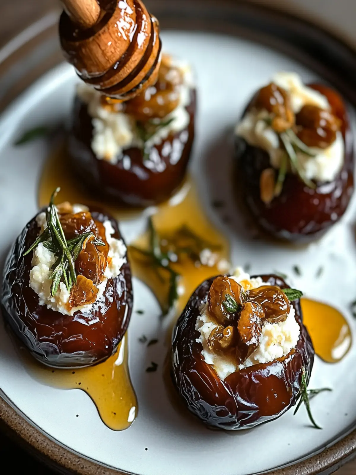 Roasted Stuffed Dates with Goat Cheese and Honey Bliss 2 Roasted Stuffed Dates with Goat Cheese and Honey