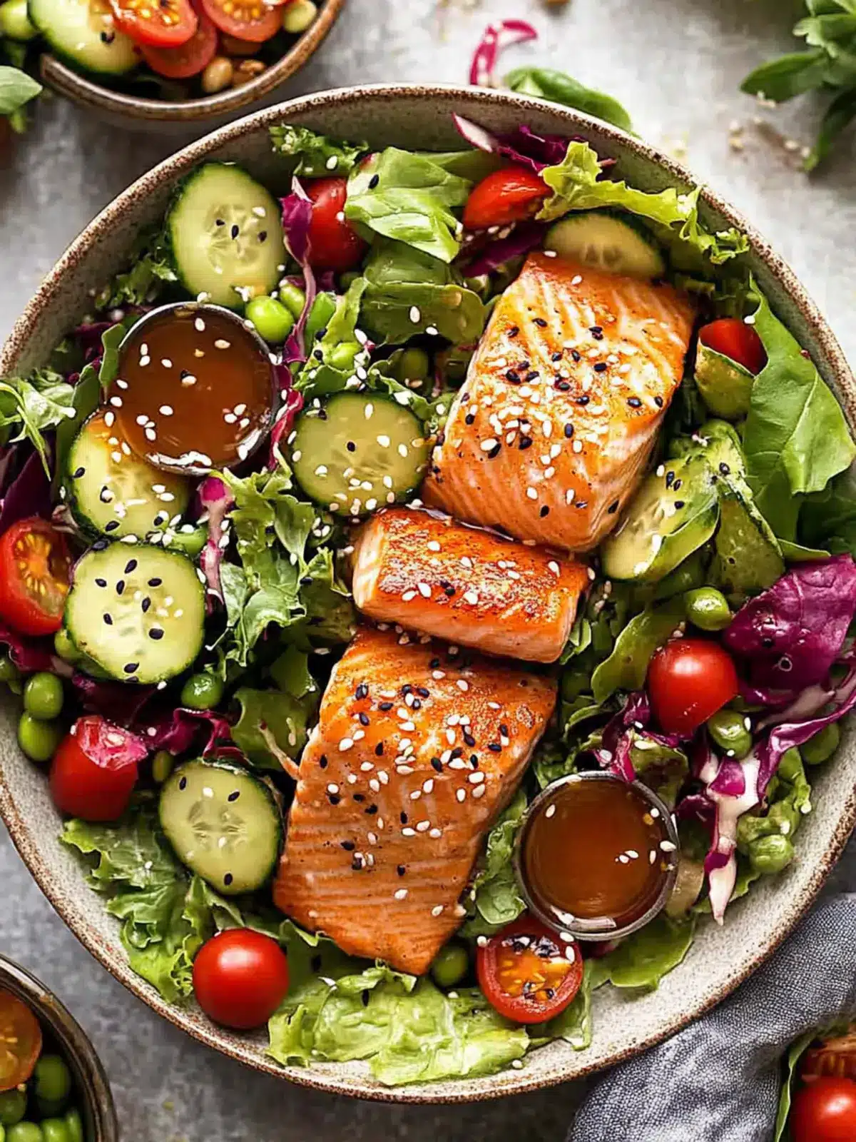 Fresh Salmon Salad with Asian Ginger Sesame Dressing Delight 4 Salmon Salad with Asian Ginger Sesame Dressing