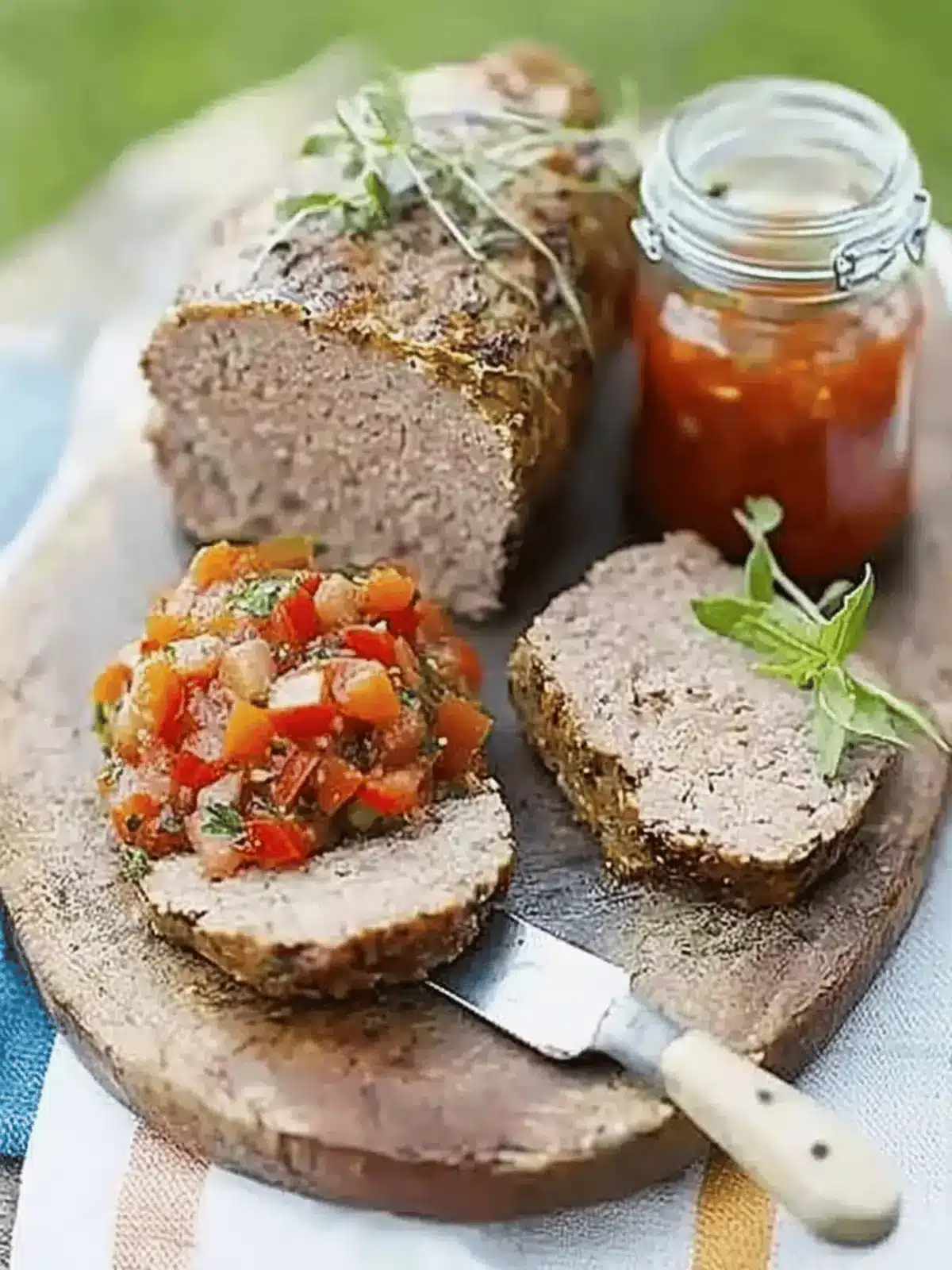 Cold Meatloaf with Squashed Tomato & Pepper Salsa Delight 2 Cold meatloaf with squashed tomato & pepper salsa