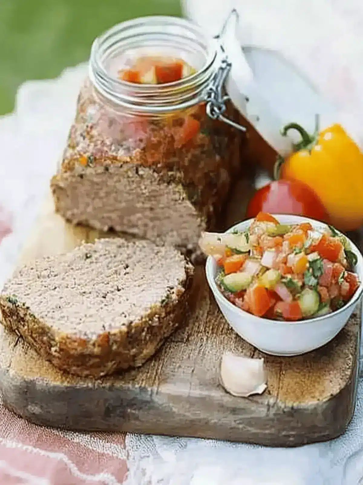 Savory Cold Meatloaf with Squashed Tomato & Pepper Salsa Delight 2 Cold meatloaf with squashed tomato & pepper salsa