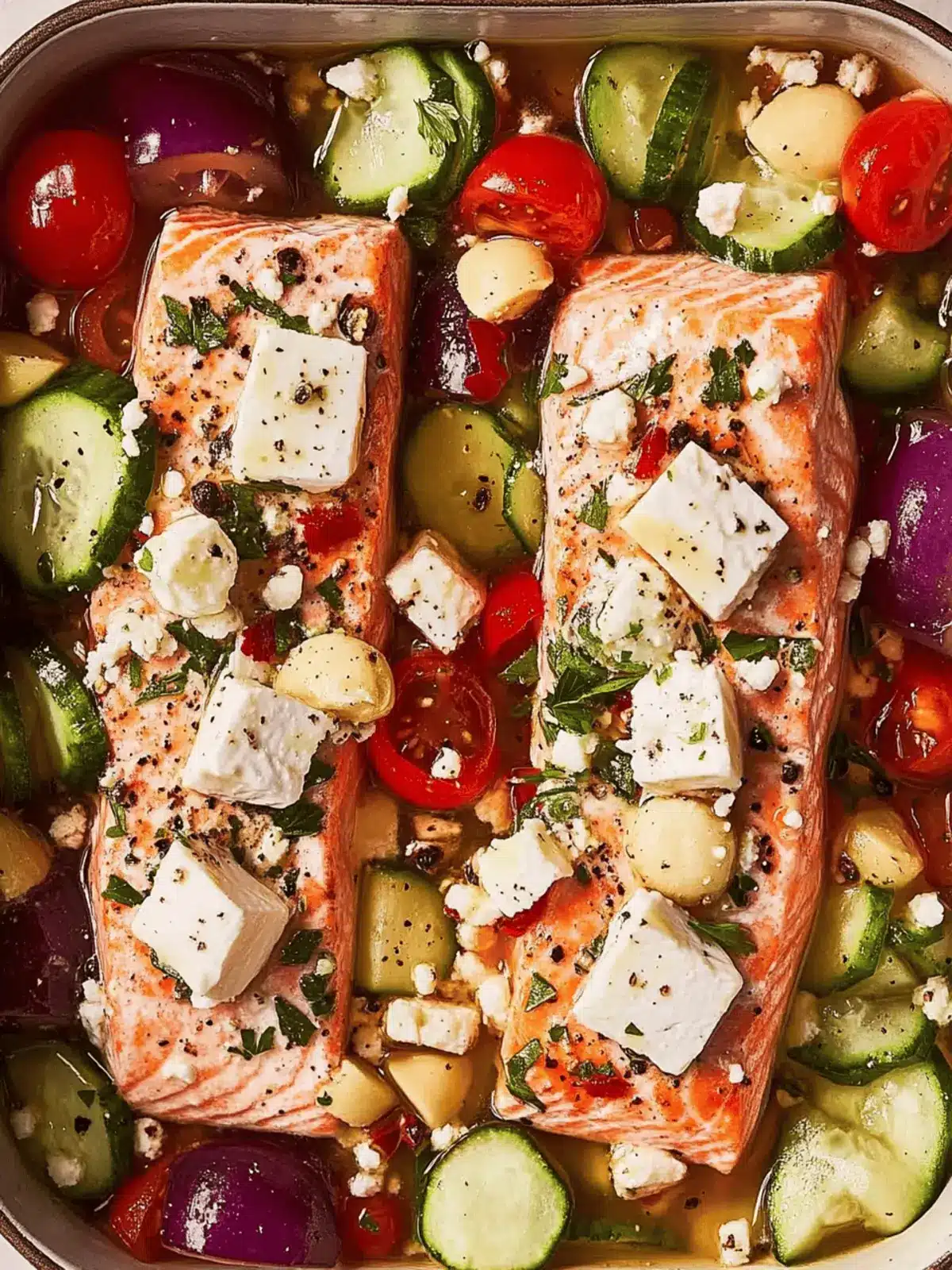 Baked Greek Salmon with Feta and Veggies in Under 30 Minutes 4 Greek Salmon