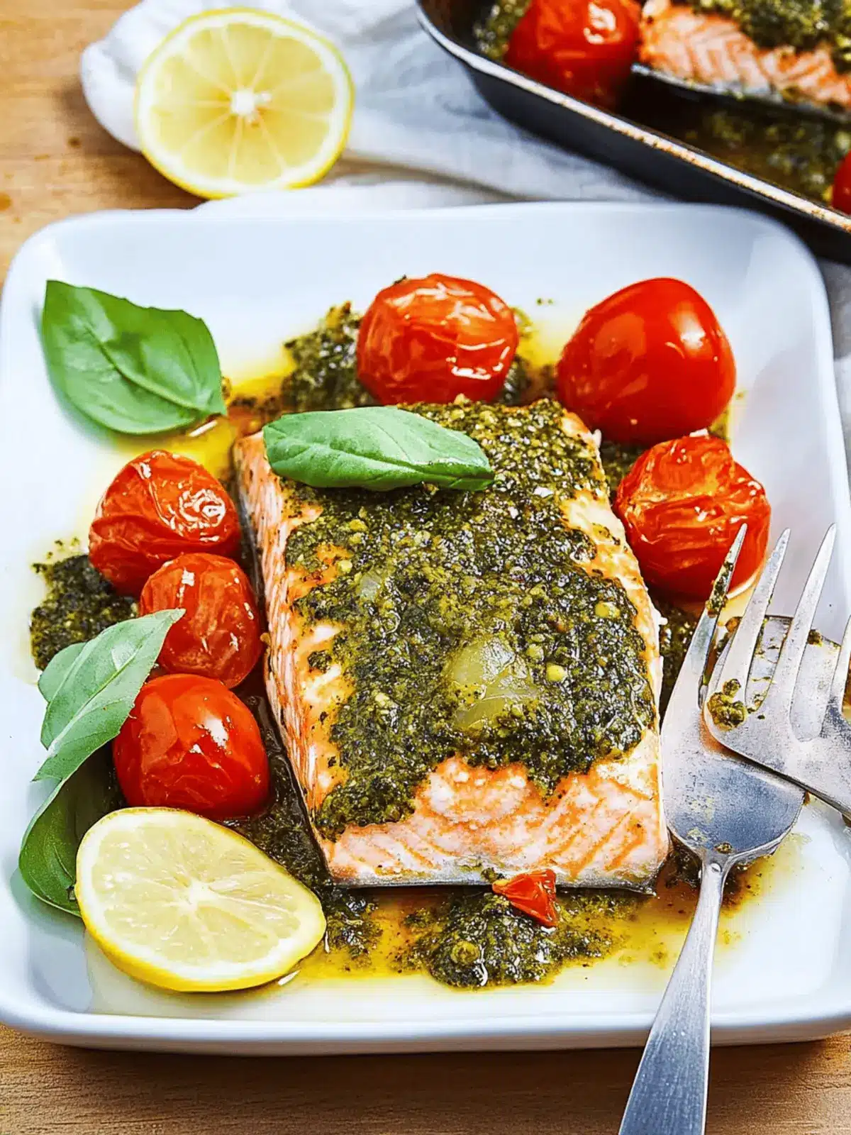 Savory Slow-Roasted Pesto Salmon with Burst Tomatoes 3 Slow-Roasted Pesto Salmon