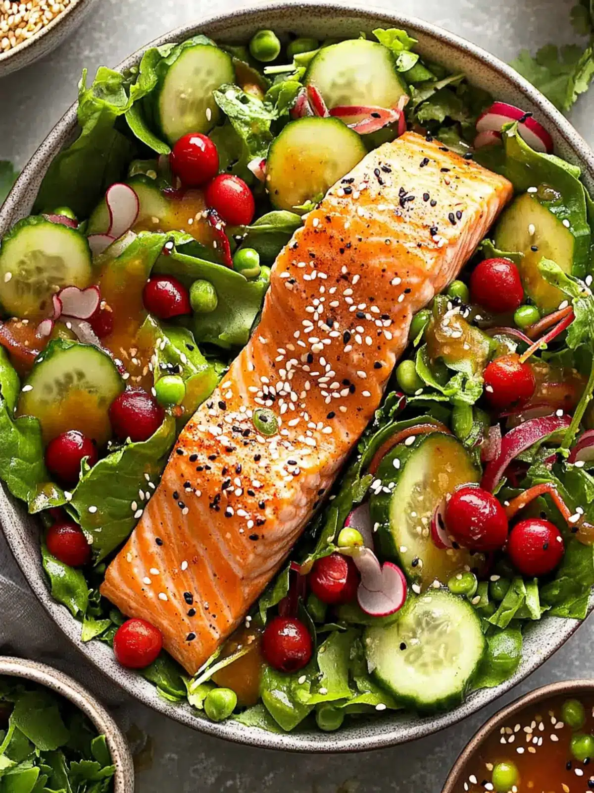 Fresh Salmon Salad with Asian Ginger Sesame Dressing Delight 2 Salmon Salad with Asian Ginger Sesame Dressing