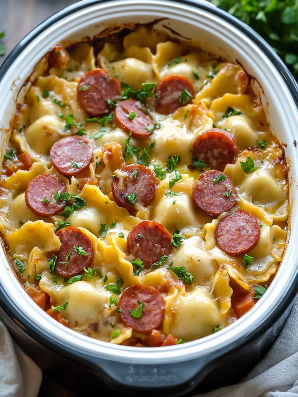 Crock Pot Pierogi Casserole with Kielbasa for Cozy Nights 3 Crock pot Pierogi Casserole with Kielbasa