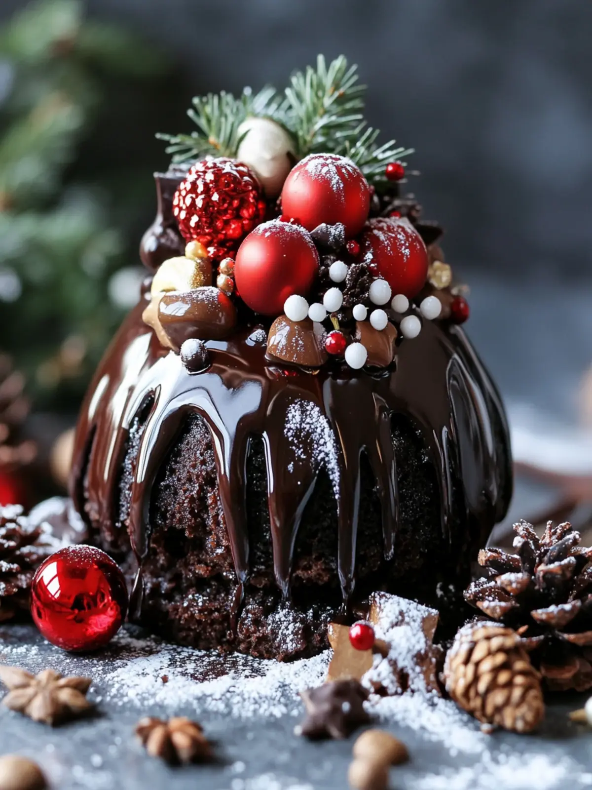Mini Christmas Drip Cakes with Chocolate Ganache & Joyful Toppings 3 ith Chocolate Ganache & Festive Toppings