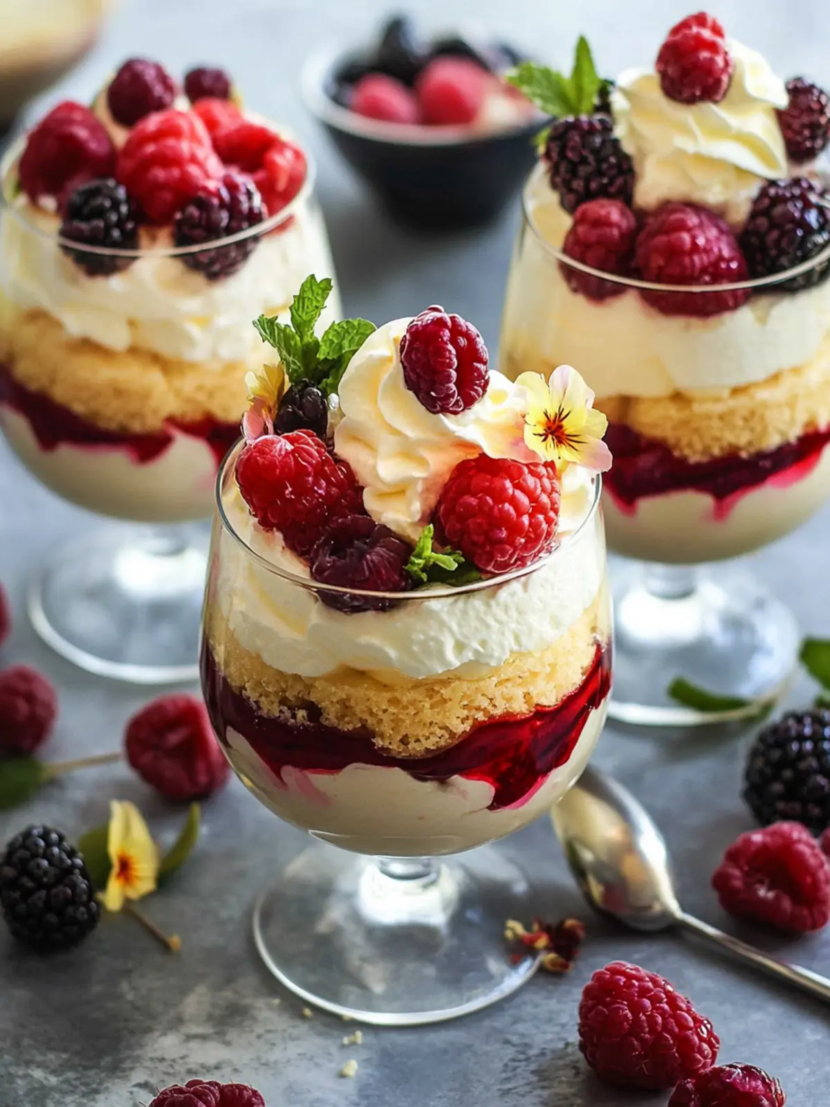 Irresistible Mini Trifles with Mascarpone and Cherries 3 Mini Trifles