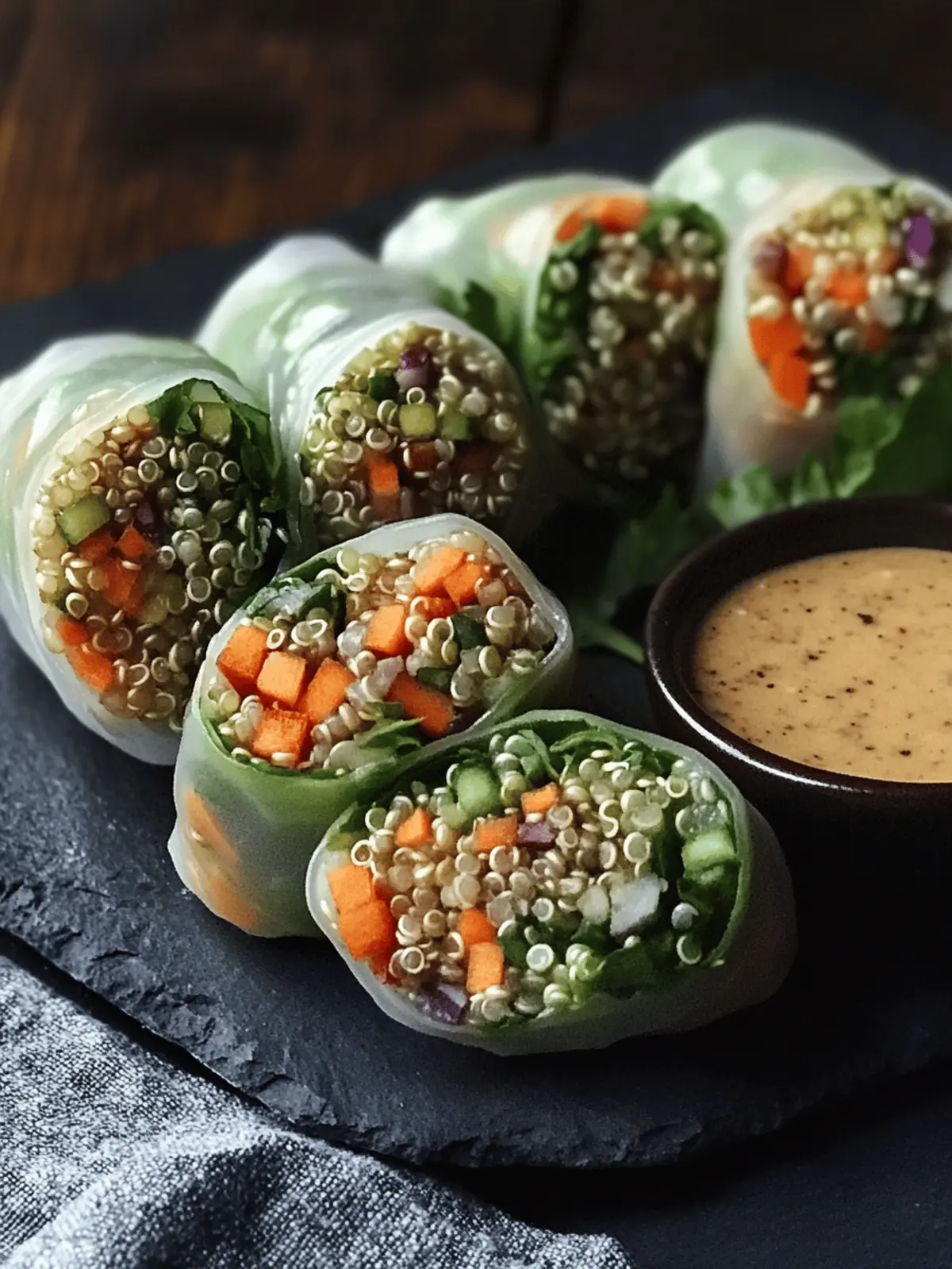 Quinoa Spring Rolls with Cashew Dipping Sauce for Fresh Flavor 2 Quinoa Spring Rolls with Cashew Dipping Sauce