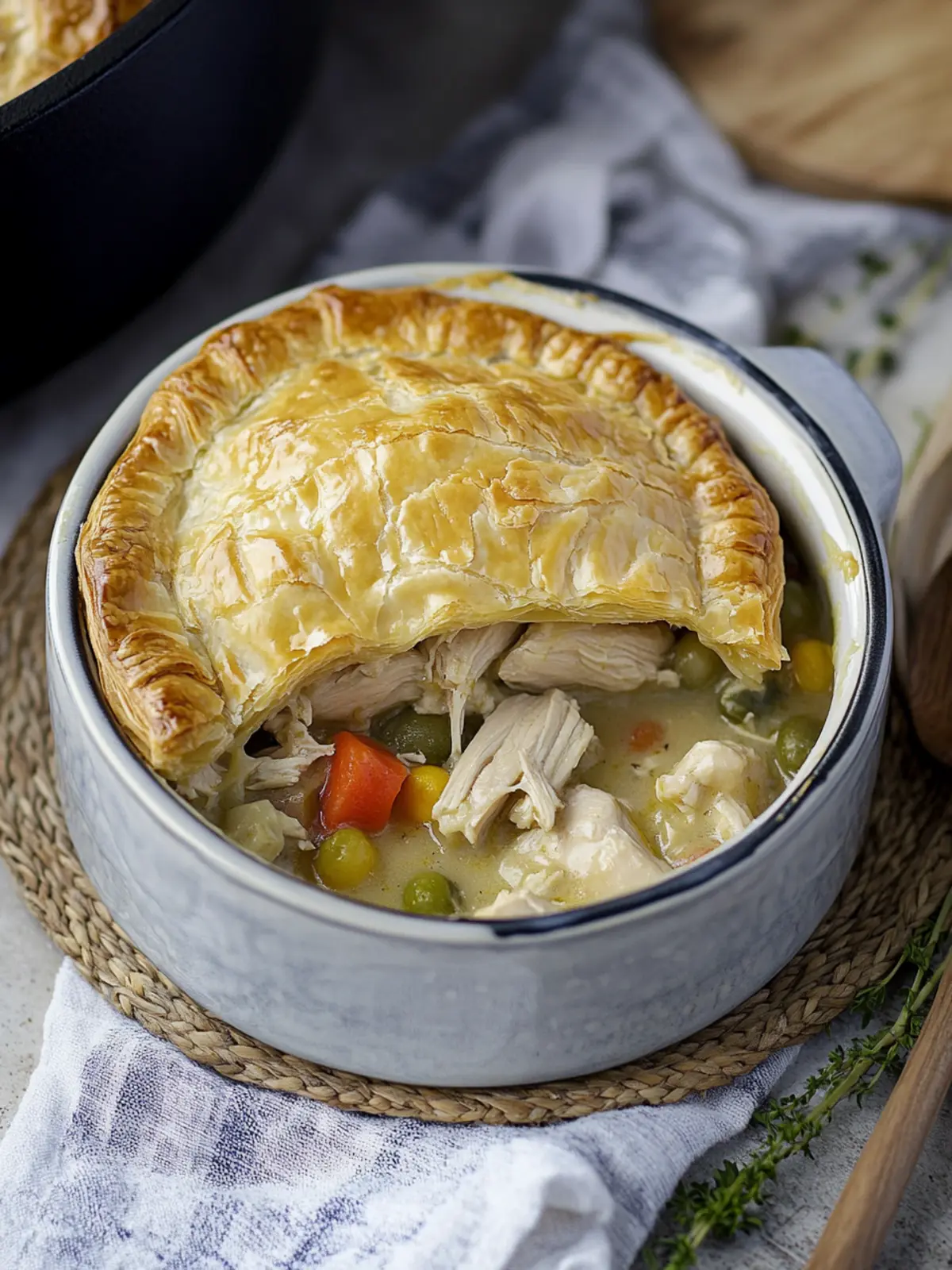 Savory Dutch Oven Chicken Pot Pie with Puff Pastry Delight 2 Dutch Oven Chicken Pot Pie with Puff Pastry
